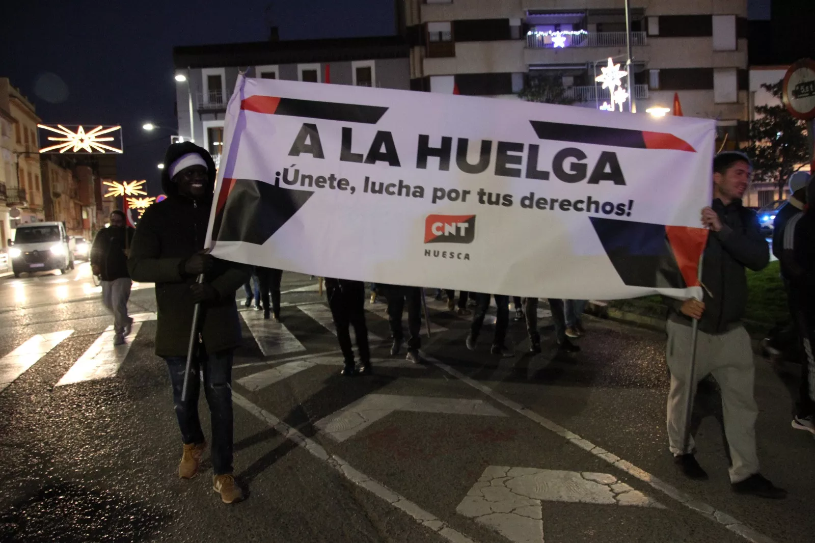Manifestación de trabajadores de Litera Meat en Binéfar. Foto Carlos Neofato
