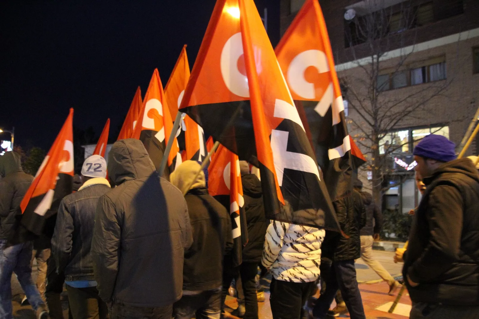 Manifestación de trabajadores de Litera Meat en Binéfar. Foto Carlos Neofato
