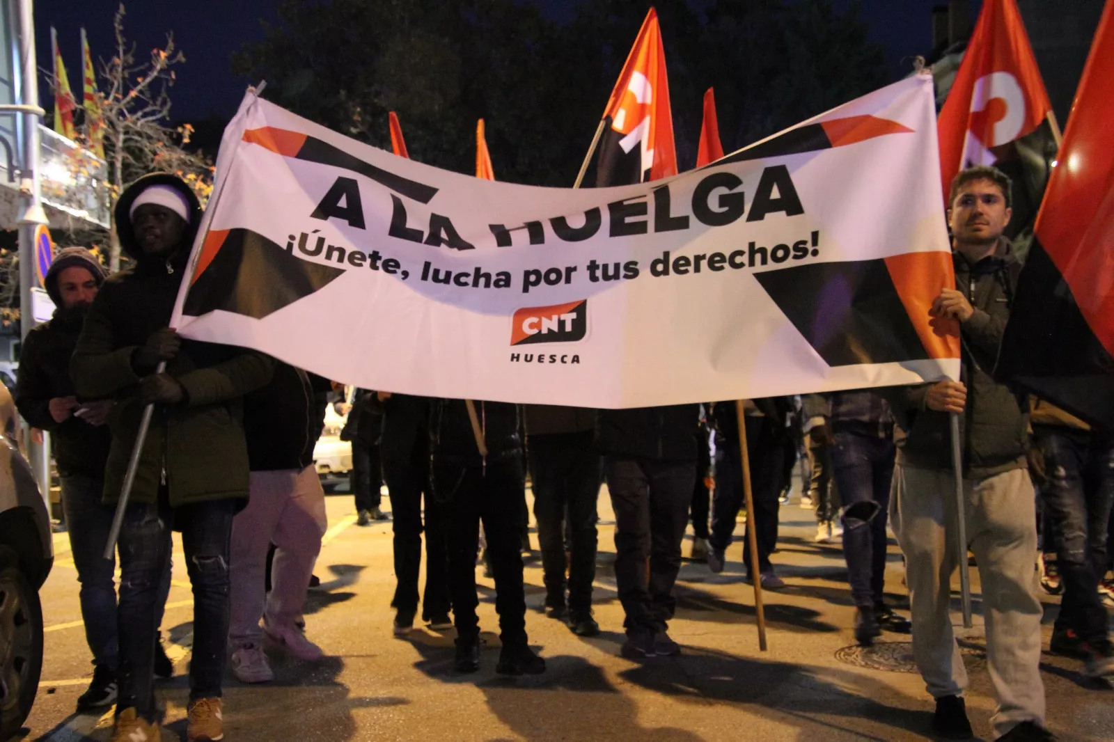 Manifestación de trabajadores de Litera Meat en Binéfar. Foto Carlos Neofato