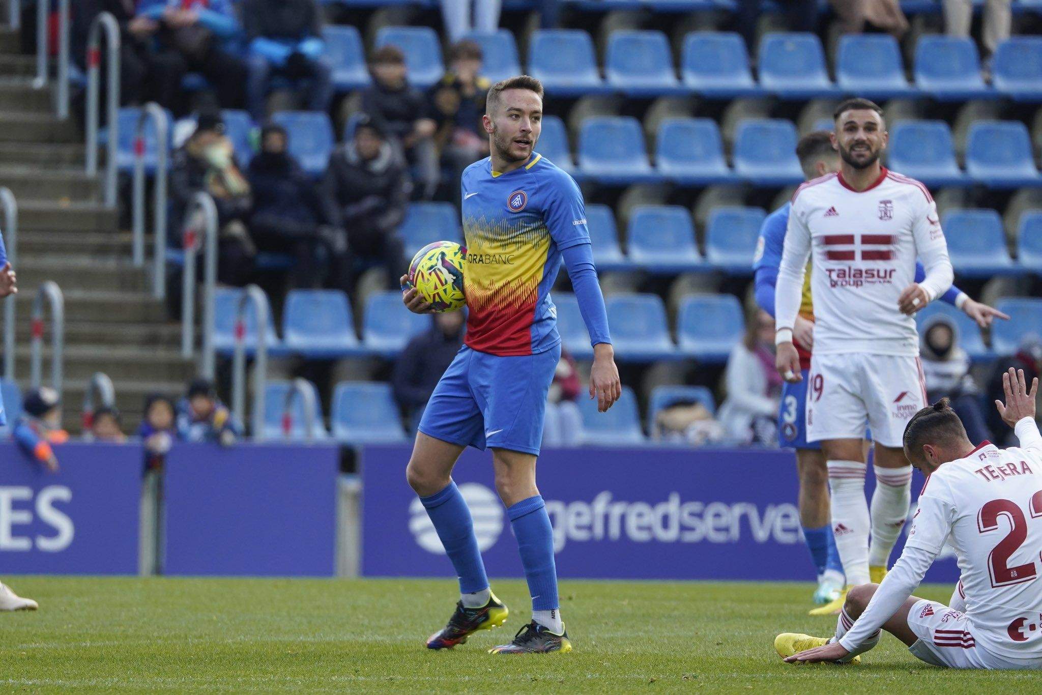 El jugador del Andorra Marc Aguado en el partido ante el Cartagena. Foto: FC Andorra