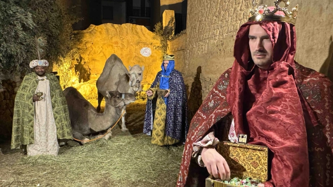 La escena de los Reyes Magos en el Belén Viviente de Estadilla. La escena de los Reyes Magos en el Belén Viviente de Estadilla.