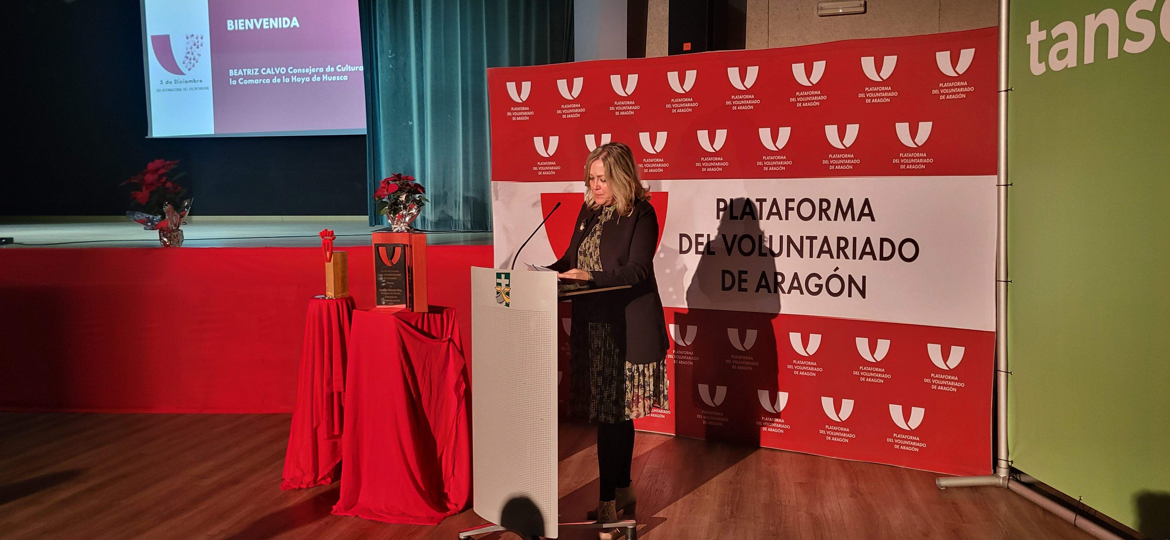 Beatriz Calvo, en la celebración en Huesca del Día del Voluntariado 2022. Foto Myriam Martínez
