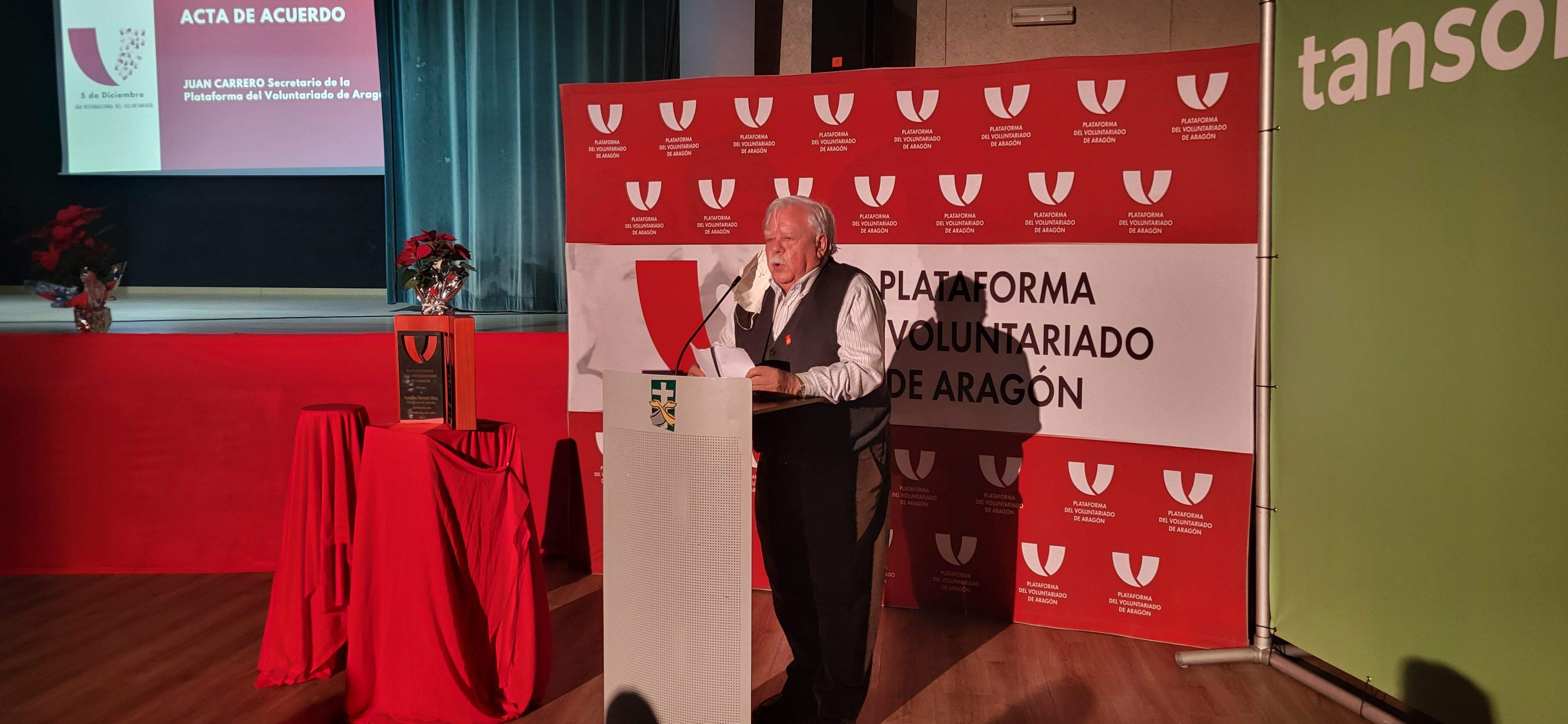 Juan Carrero, en  la celebración en Huesca del Día del Voluntariado 2022. Foto Myriam Martínez 