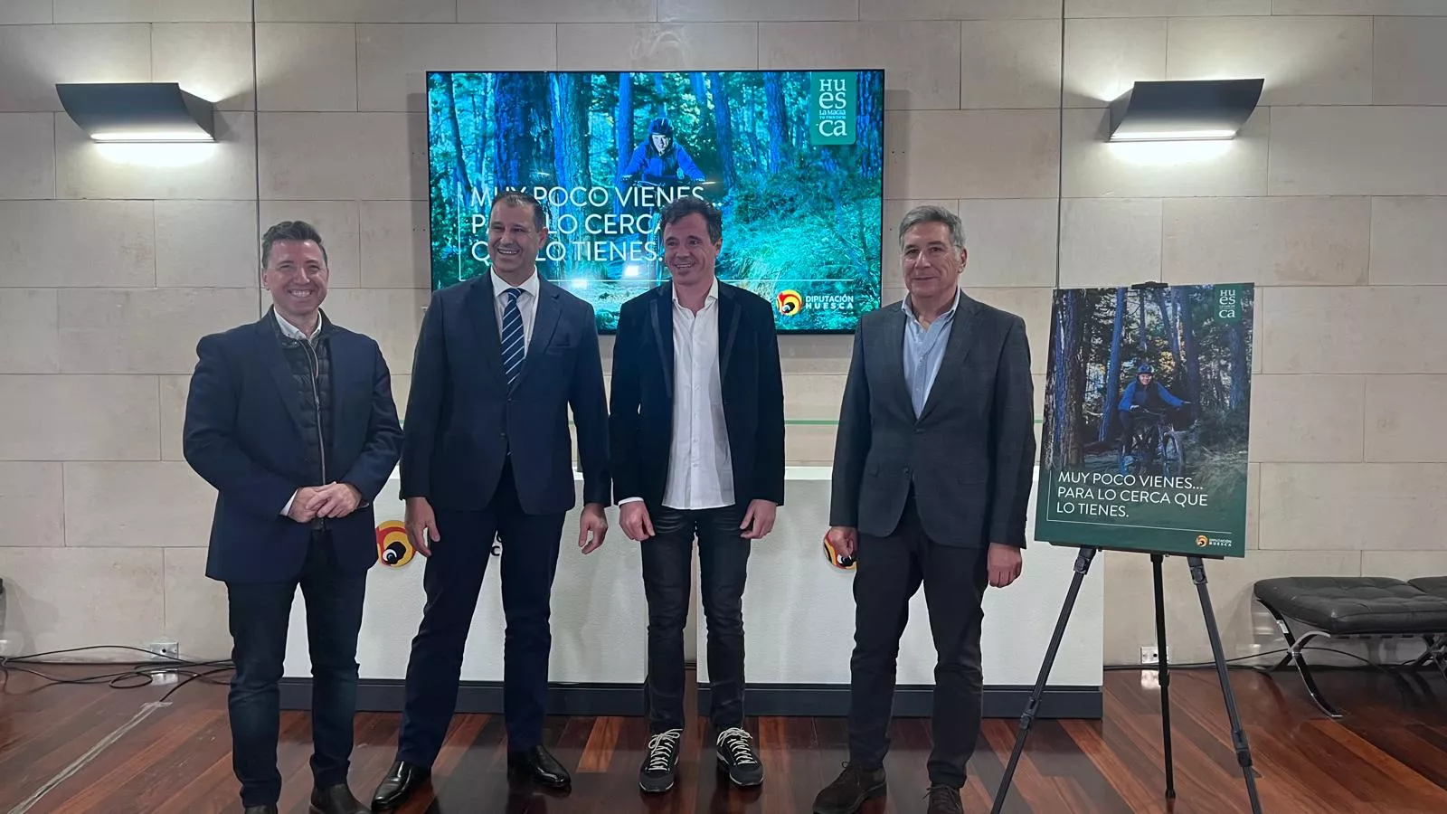 Fernando Blasco, Sergio Serra, Rafa Maza y Ricardo Oliván en la presentación de la campaña de promoción turística de la provincia. Fernando Blasco, Sergio Serra, Rafa Maza y Ricardo Oliván en la presentación de la campaña de promoción turística de la provincia.