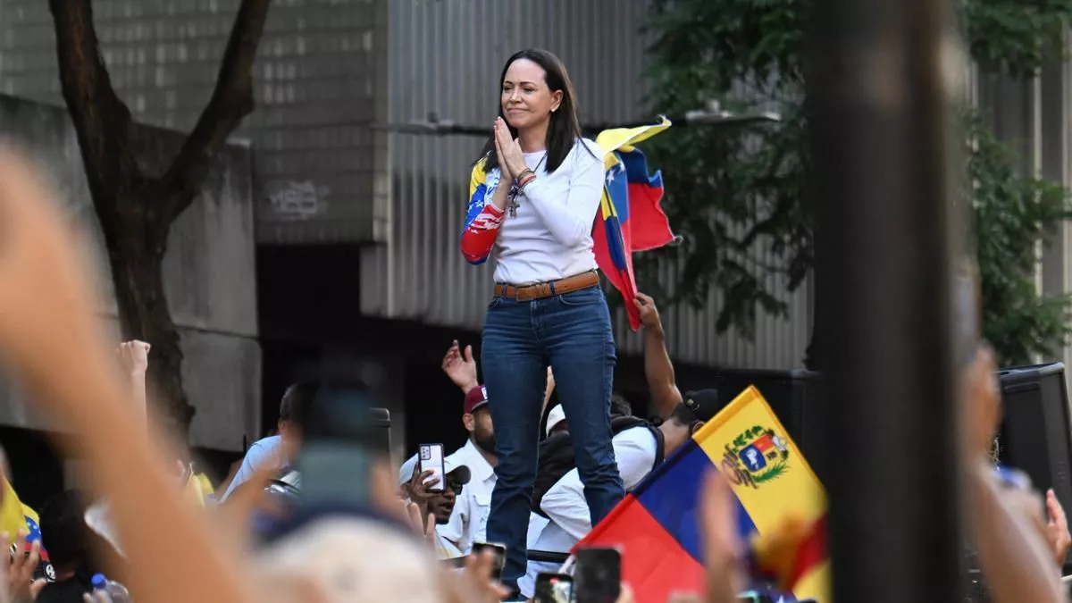 María Corina Machado en la gran manifestación de este jueves. 10 de enero, el día de la Venezuela Libre