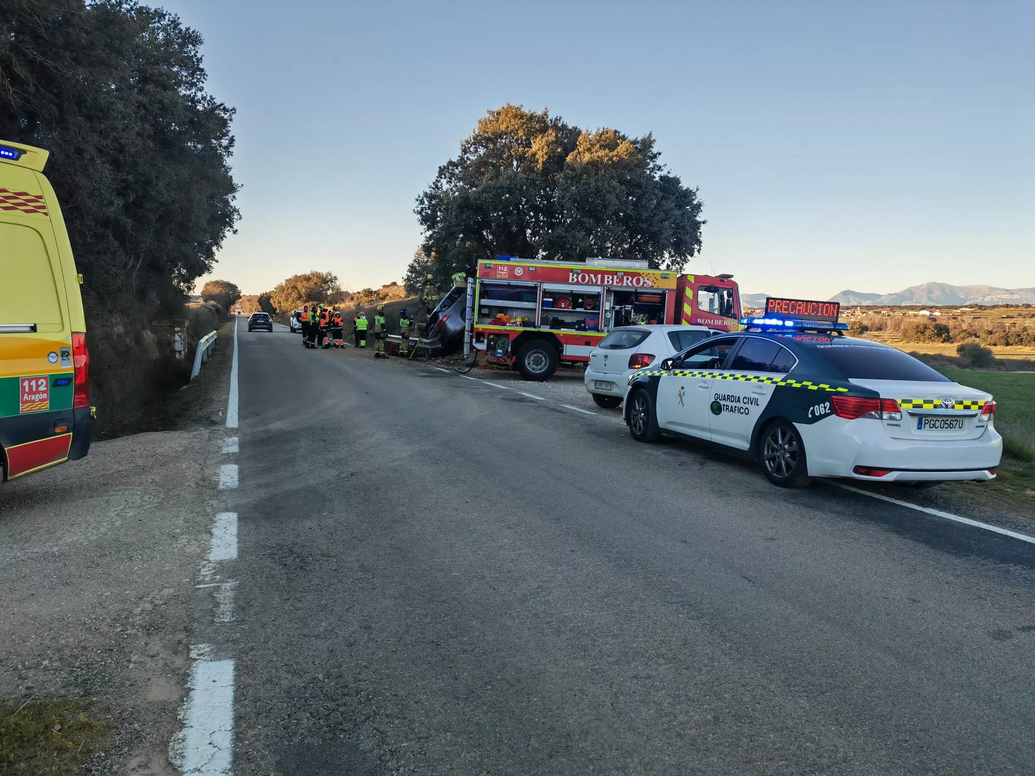 Lugar del siniestro vial que le ha costado la vida a un vecino de Zuera.