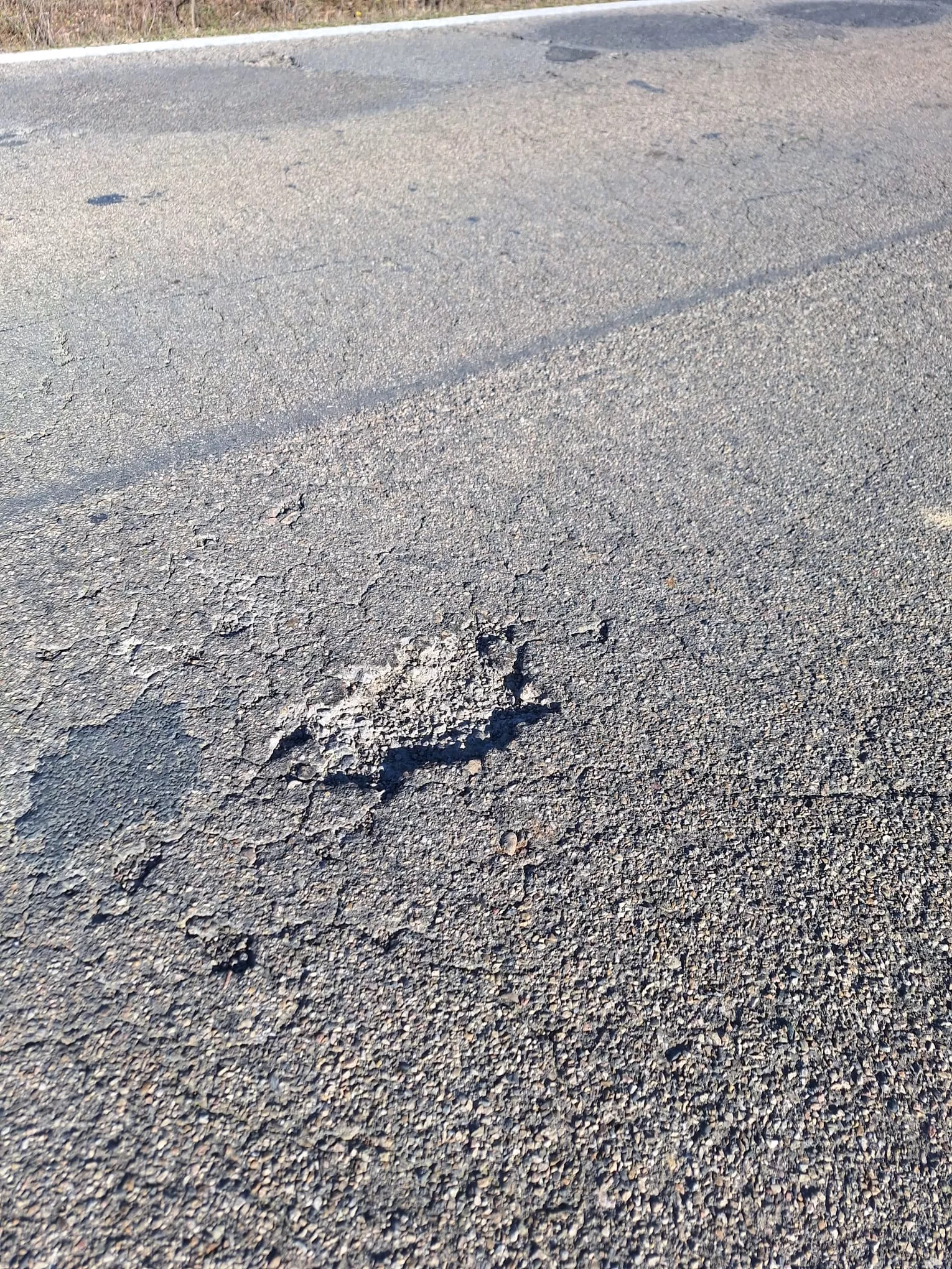 Mal estado de la carretera A-131 entre Huesca y Sariñena