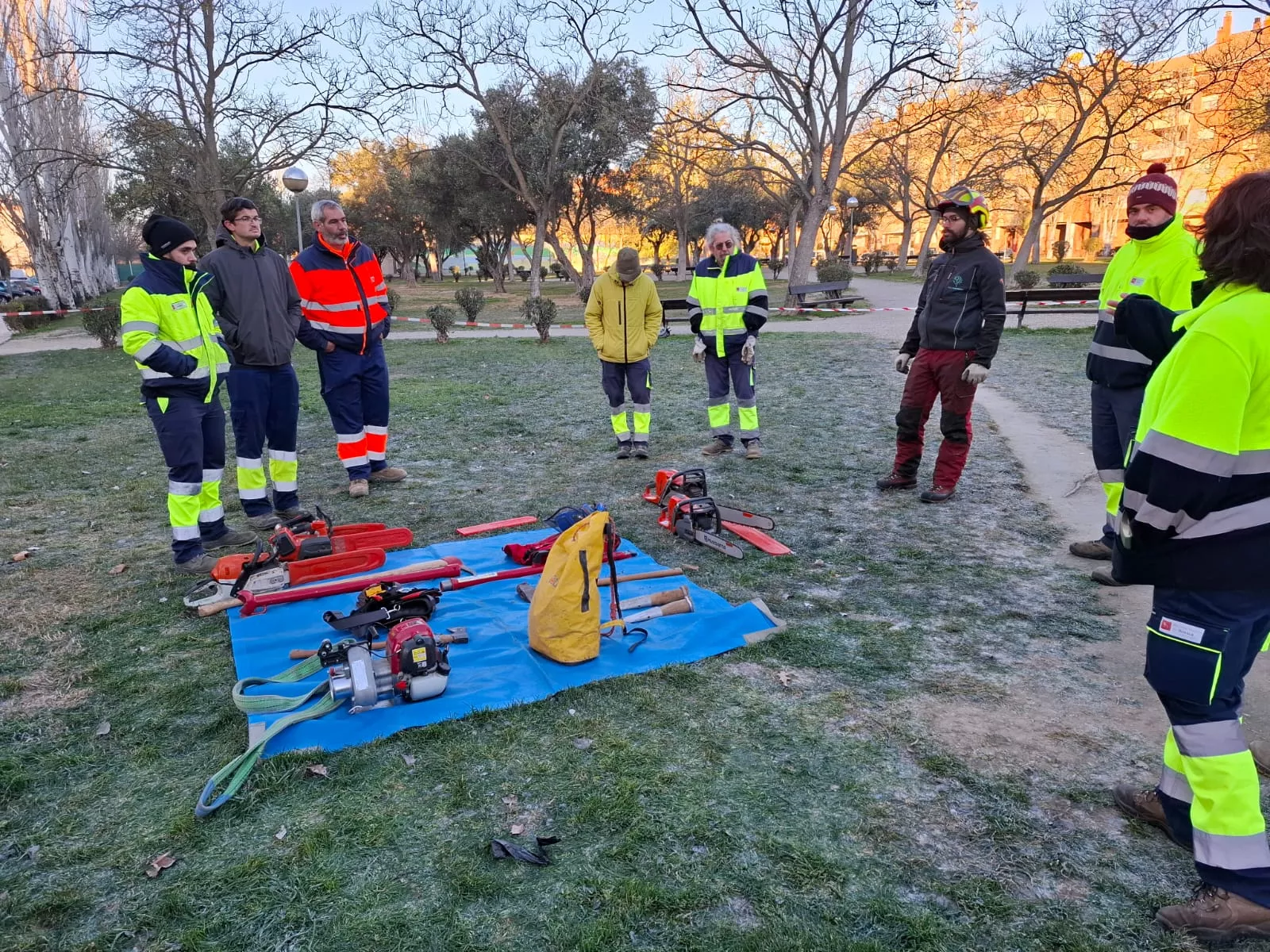 Imagen de la formación práctica sobre arbolado en el parque de Los Olivos de Huesca.