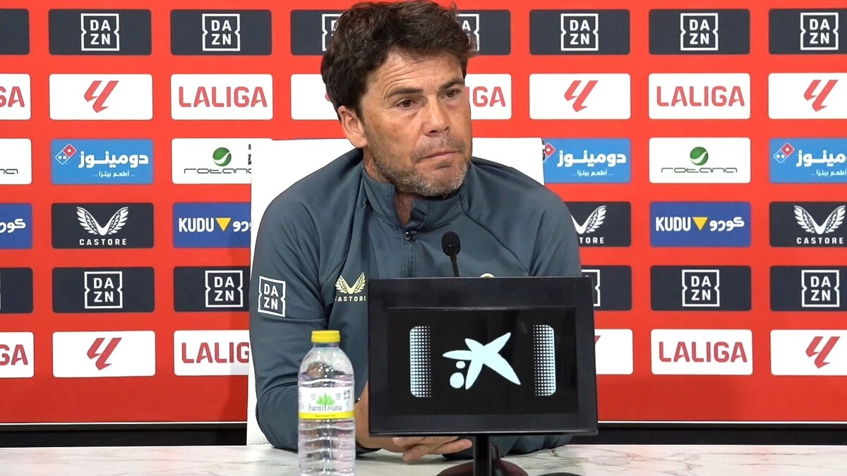 Rubi, en la rueda de prensa previa al partido con el Huesca.