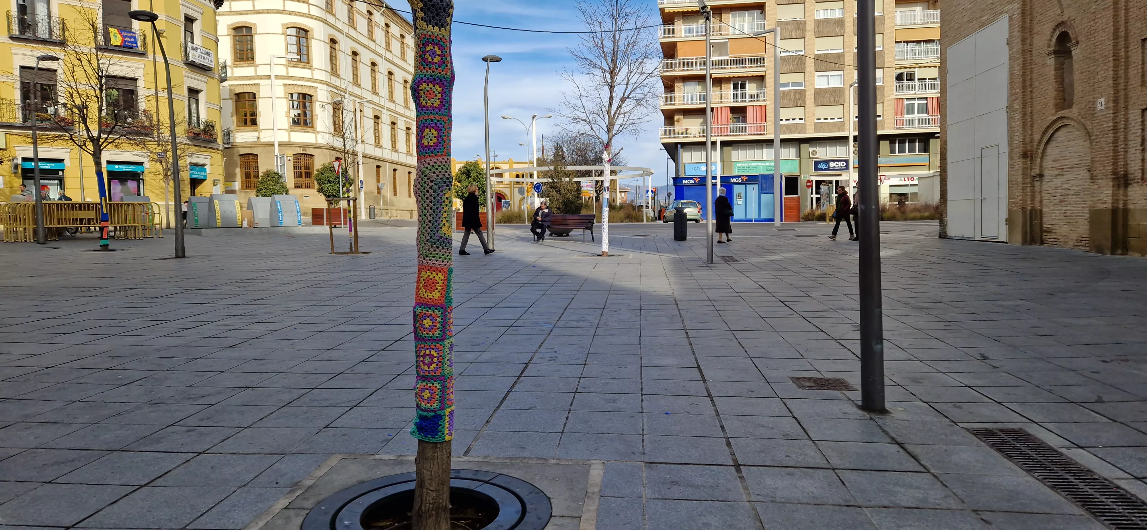 Árboles vestidos por Asafa en la plaza Santo Domingo. Foto Myriam Martínez 