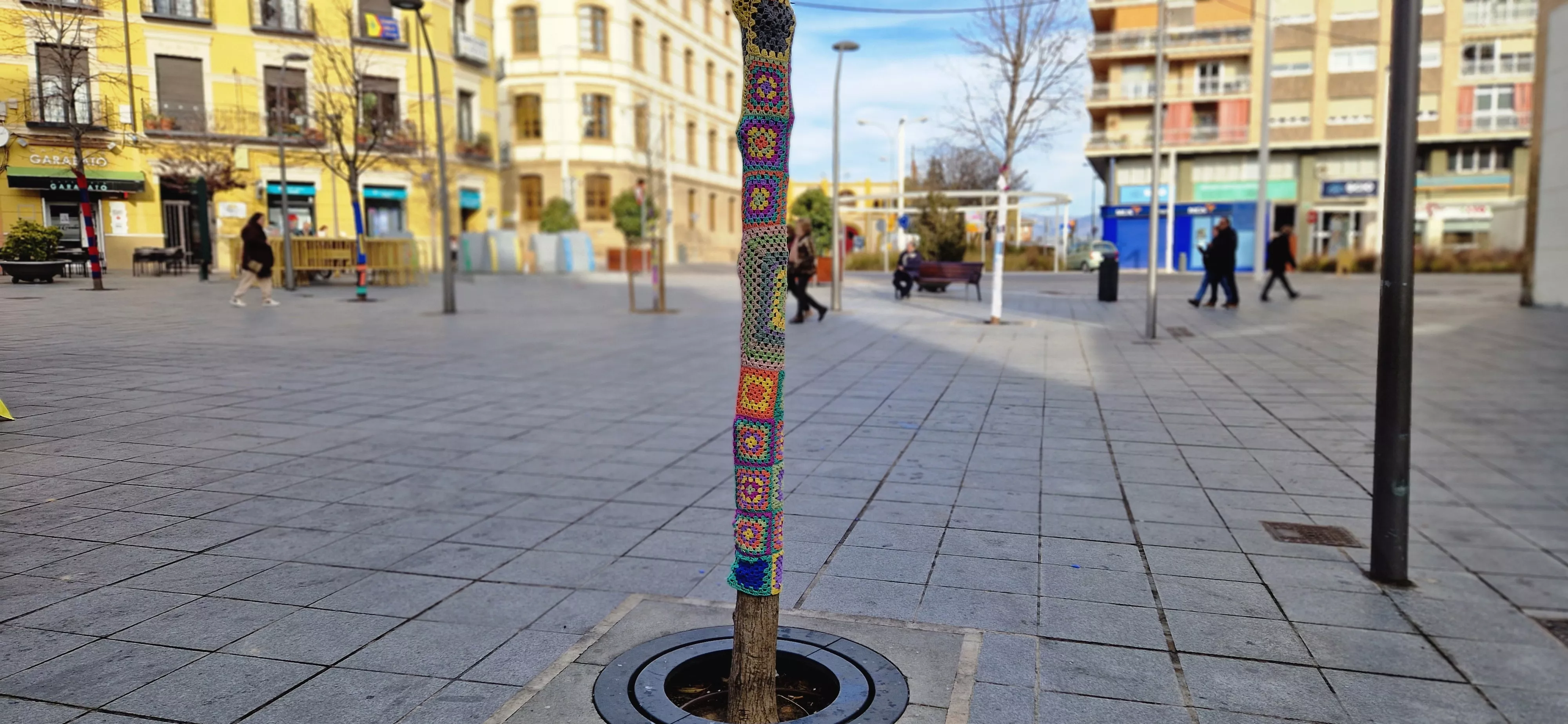 Árboles vestidos por Asafa en la plaza Santo Domingo. Foto Myriam Martínez 