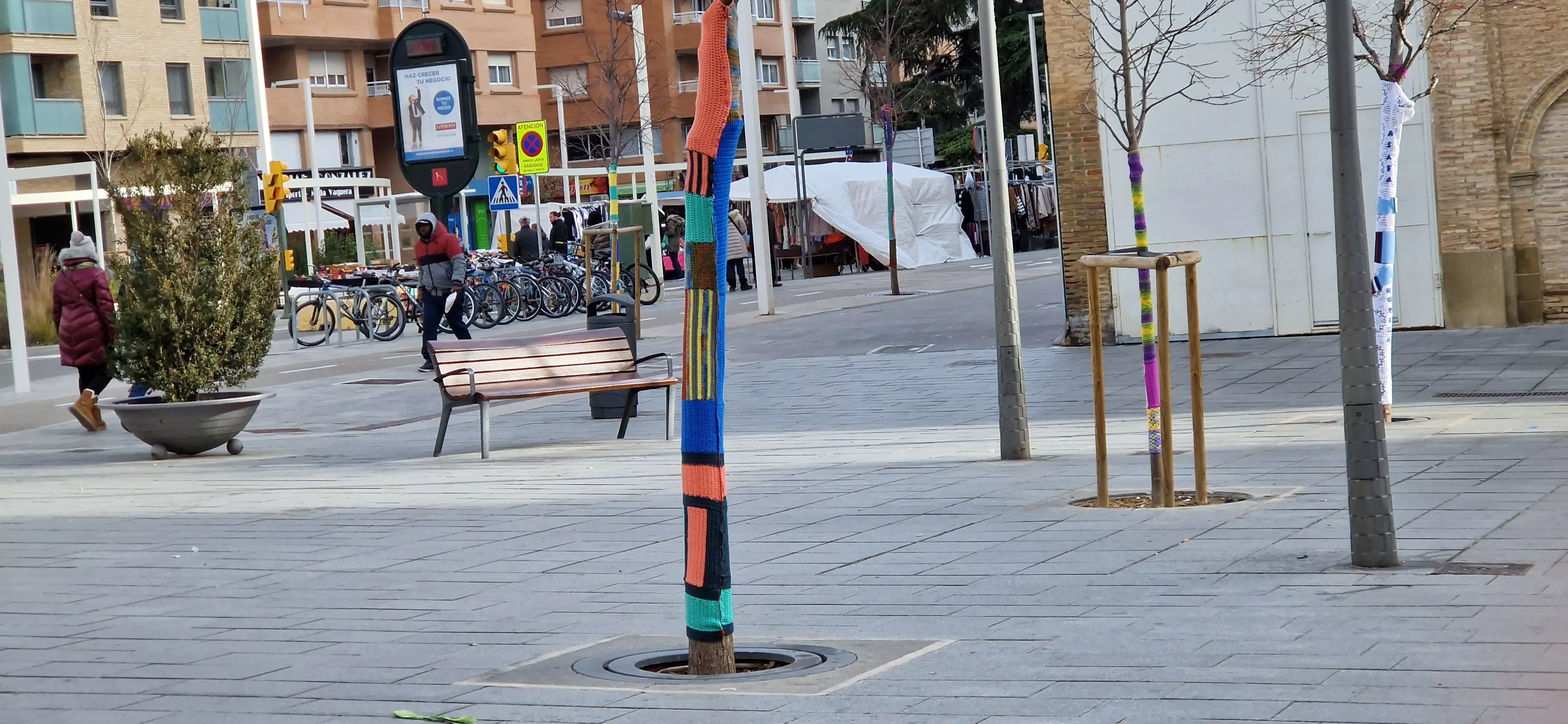Árboles vestidos por Asafa en la plaza Santo Domingo. Foto Myriam Martínez 
