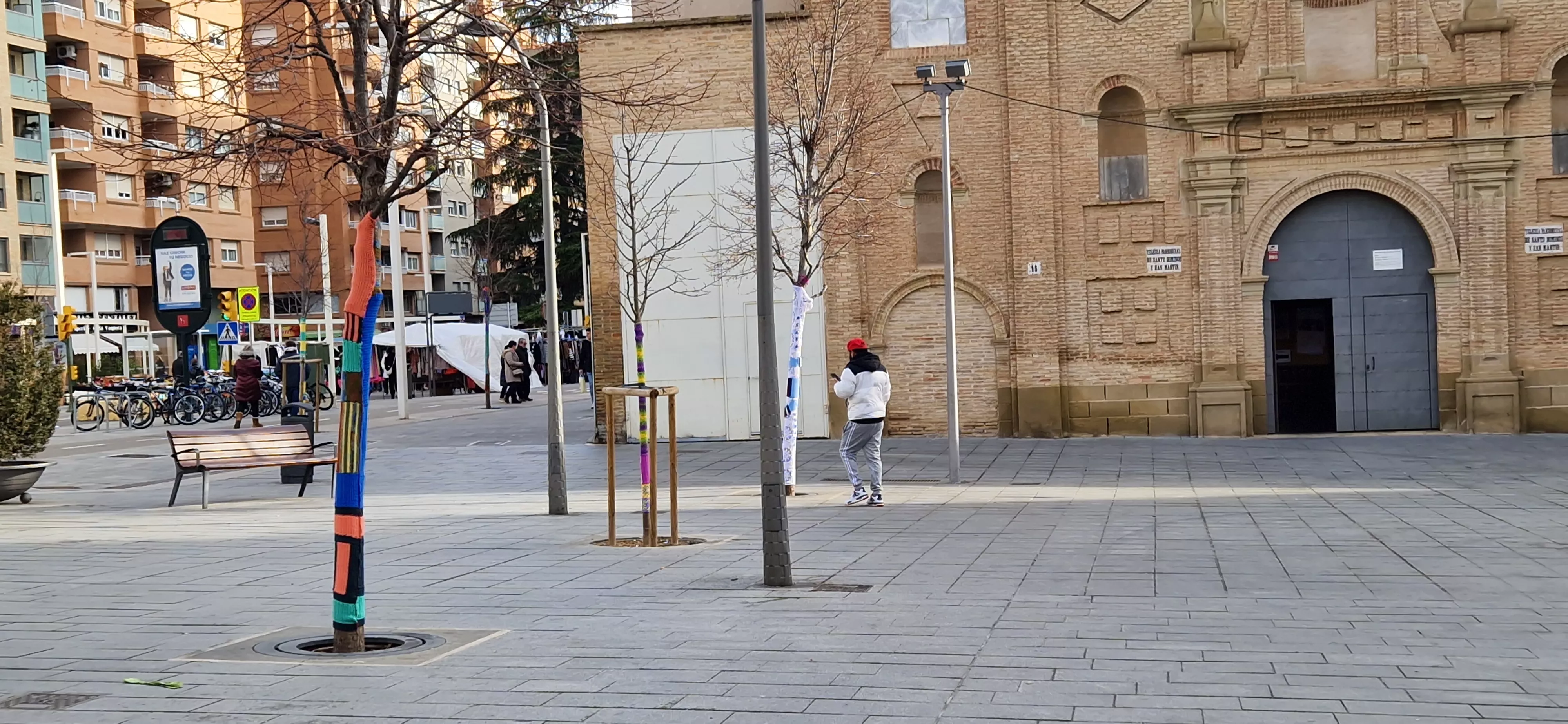 Árboles vestidos por Asafa en la plaza Santo Domingo. Foto Myriam Martínez 