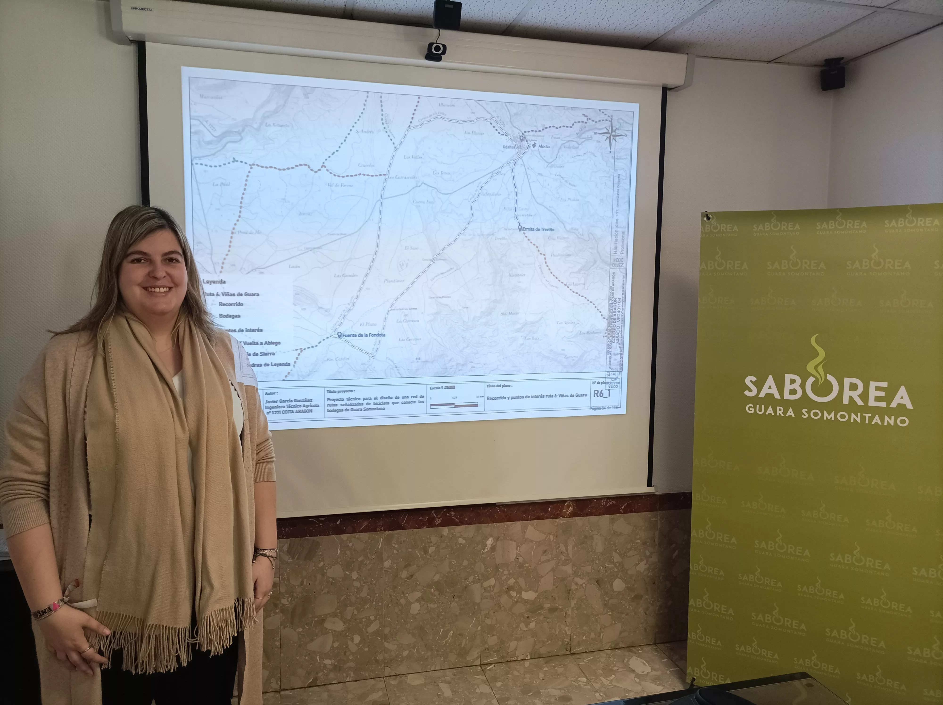 Pilar Lleyda en la presentación de la red de rutas en bici por el Somontano.