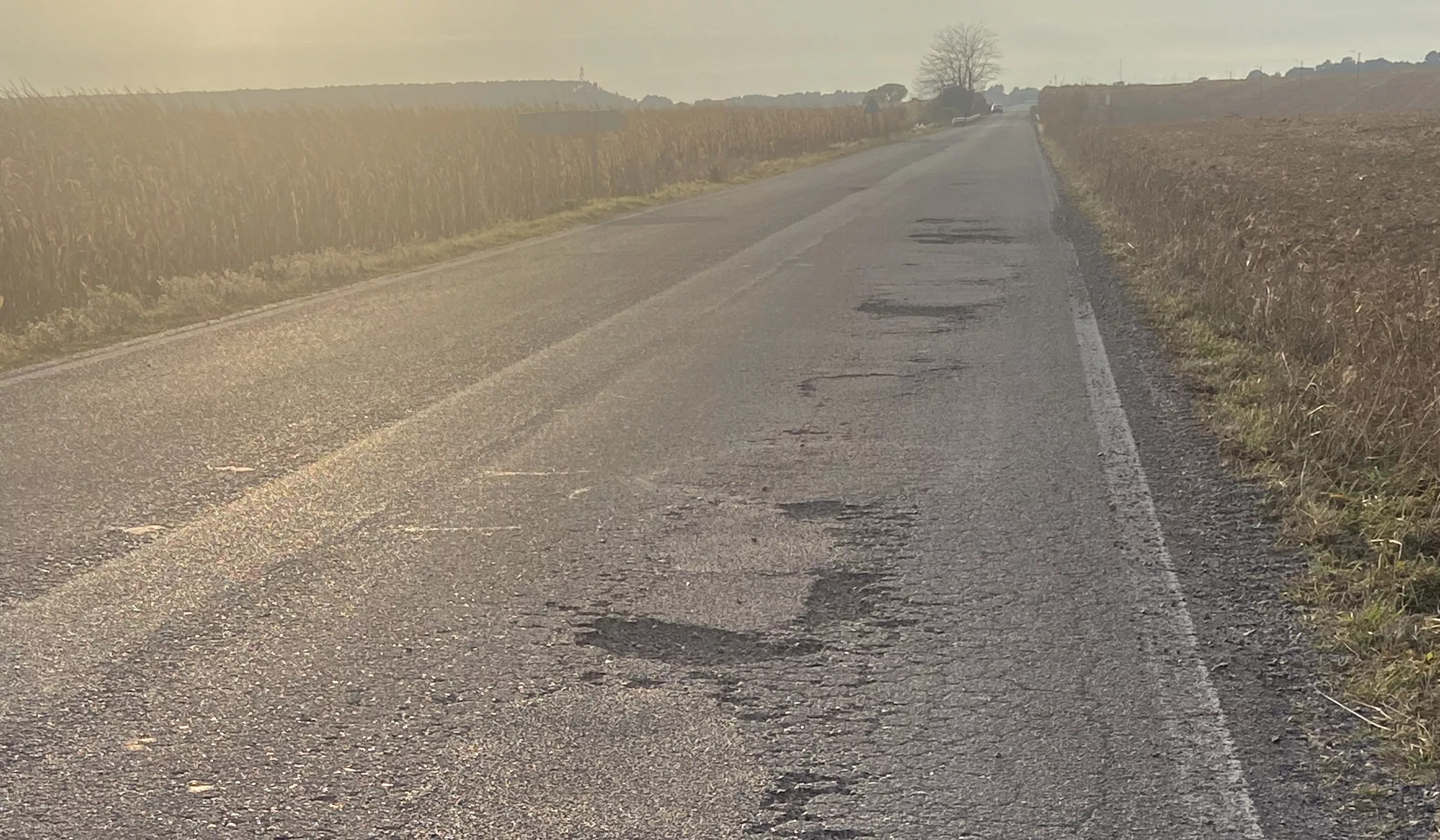 Estado de la A-1223 a su paso por Alberuela de Tubo.