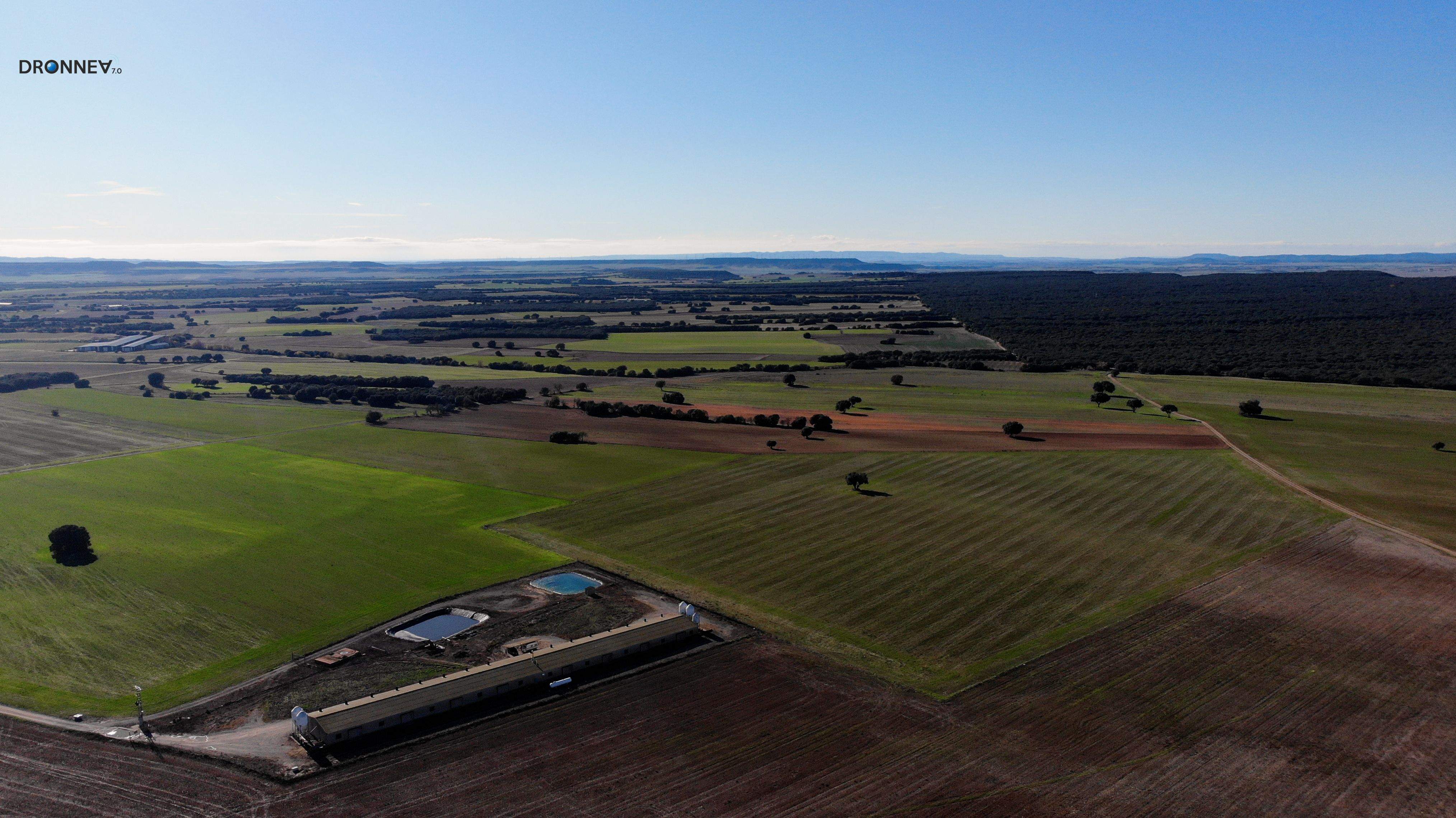 El dron está especialmente preparado para la panorámica. Agua, cultivos, naturaleza y el cielo que todo lo corona.  Aquí arriba se respira paz y contemplación de la belleza que han pintado los pinceles de Dios.