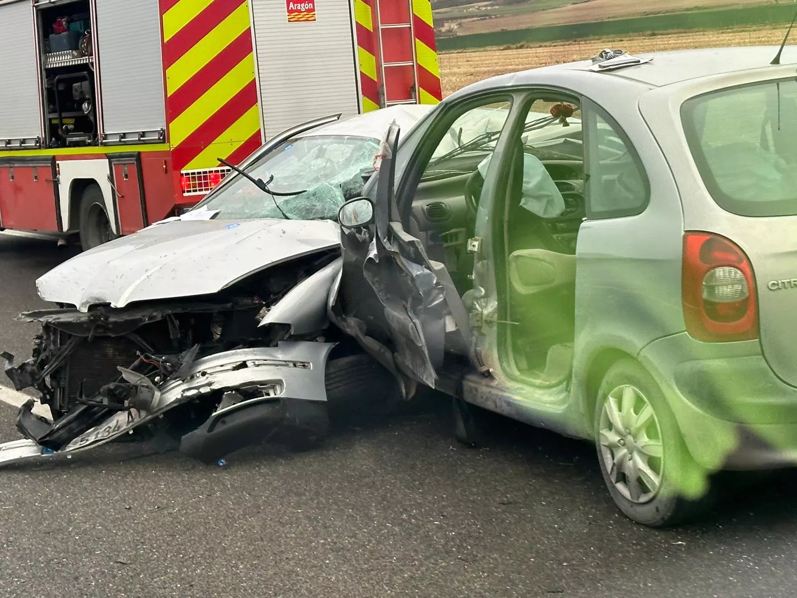 Accidente ocurrido en Gurrea de Gállego con un fallecido.