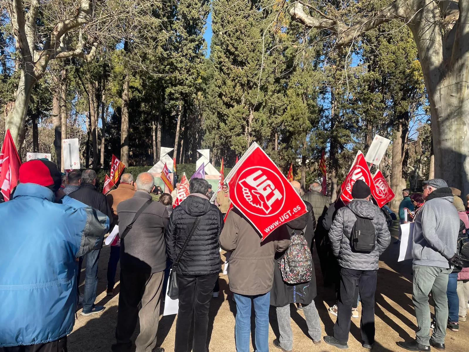 Manifestación de UGT y CCOO en Huesca