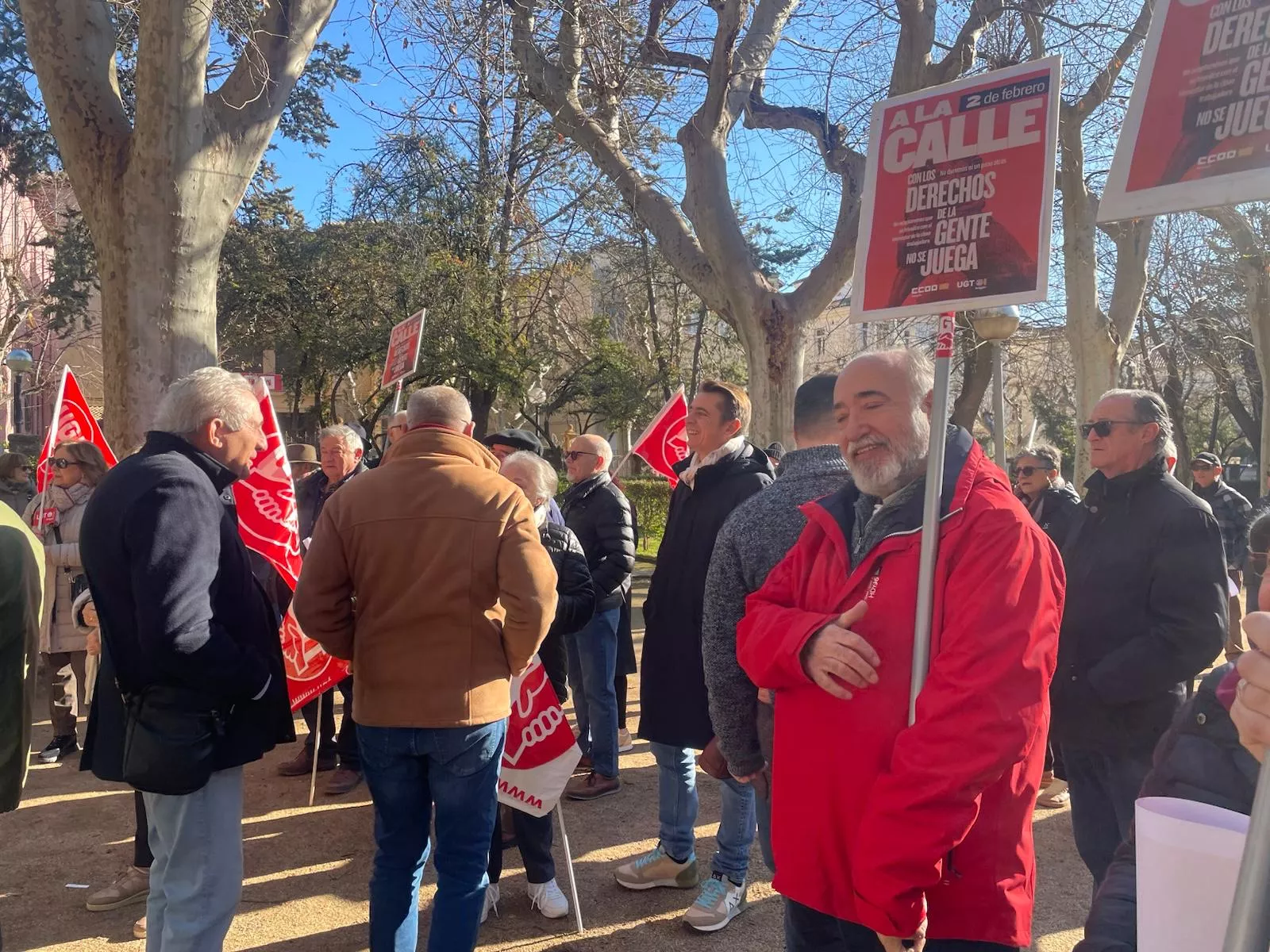 Manifestación de UGT y CCOO en Huesca