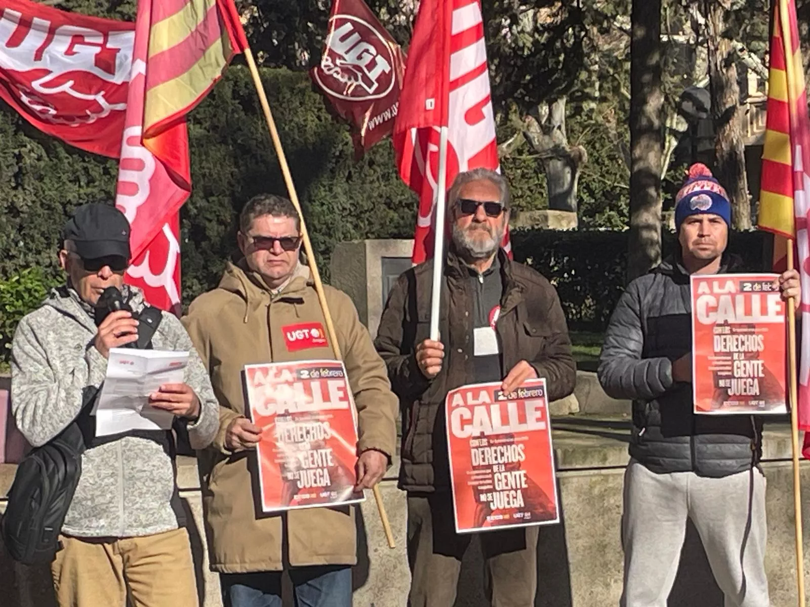 Manifestación de UGT y CCOO en Huesca