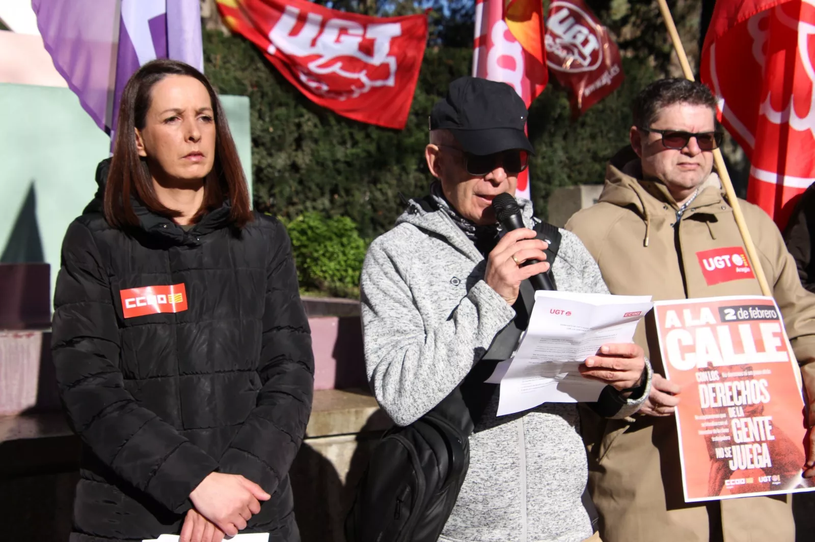 Manifestación de UGT y CCOO en Huesca. Foto Carlos Neofato