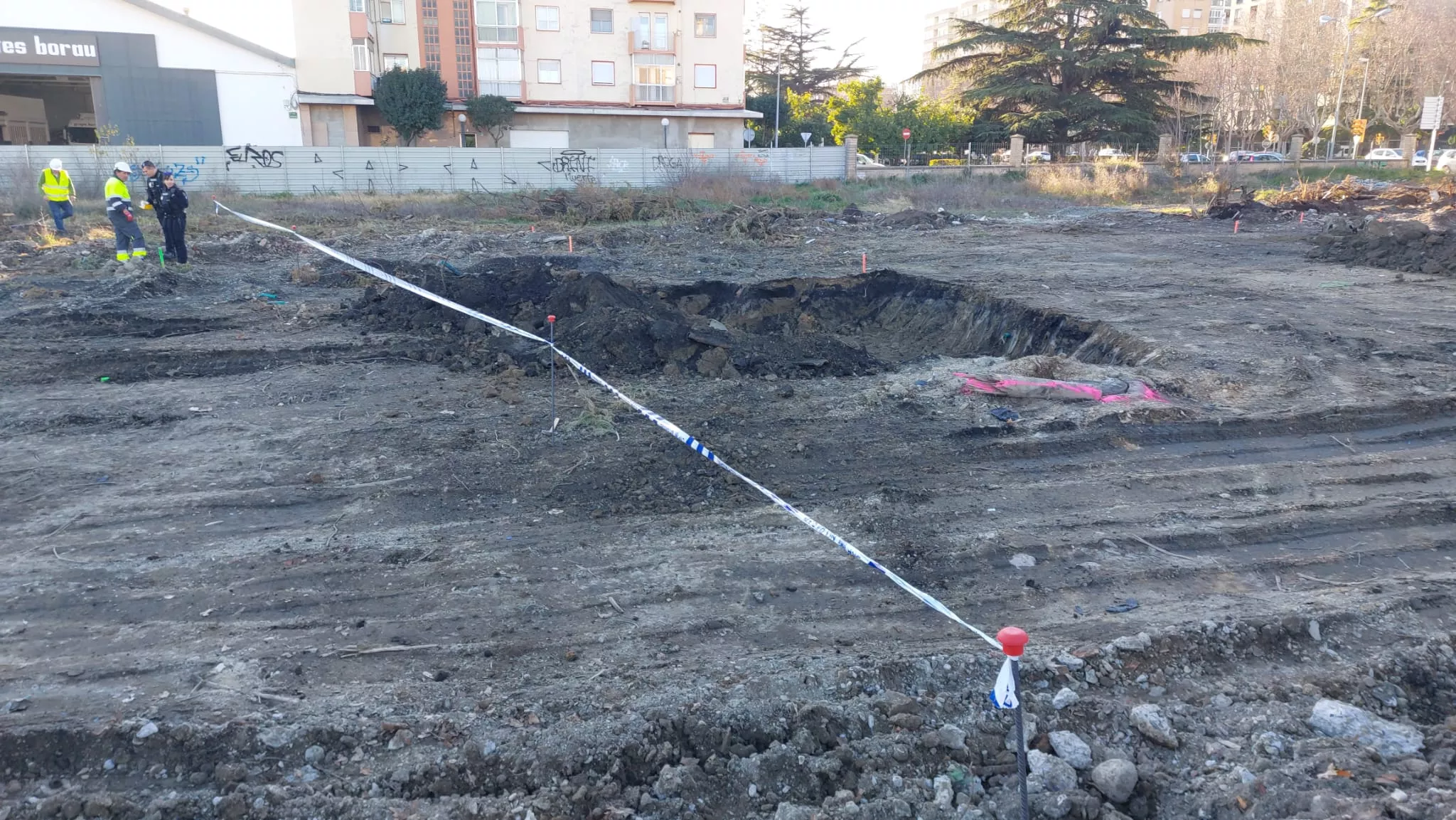 Mortero de la Guerra Civil que ha obligado a acordonar una zona en el Polígono Harineras de Huesca