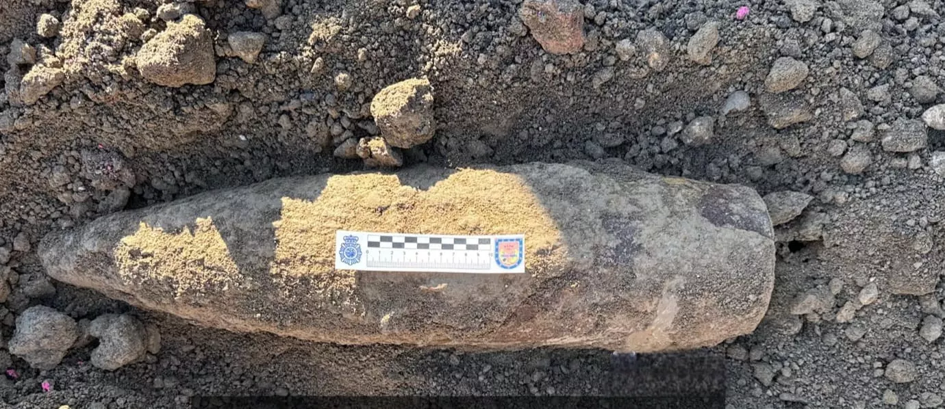 Proyectil hallado en Harineras de Huesca