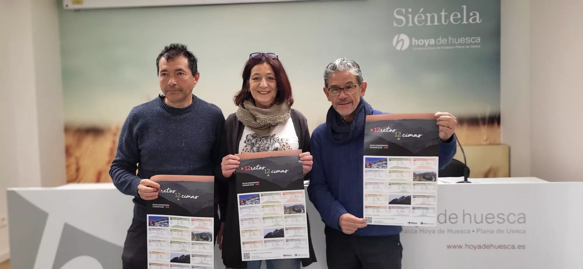 Javier Cruchaga, Susana Magán y Antonio Rico en la presentación de "12 Retos 12 Cimas". Foto Mercedes Manterola