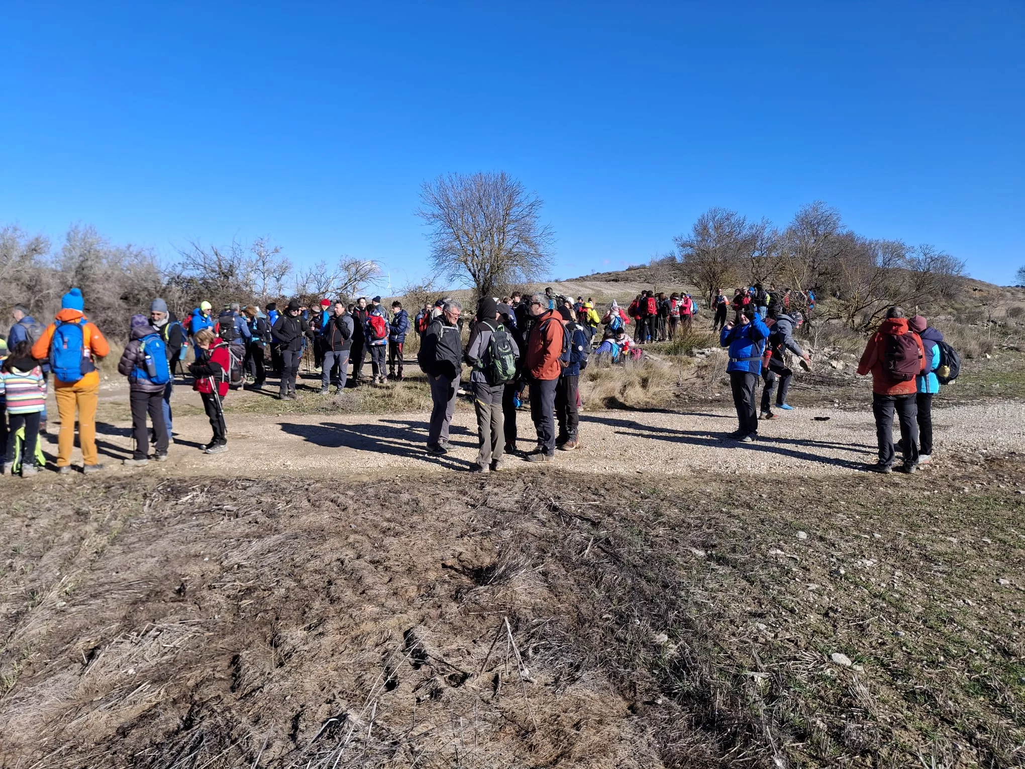 Peregrinos del cuarto entreno para la Javierada con 35 kilómetros bajo la aspiración de la Paciencia. Foto Felipe Munuera