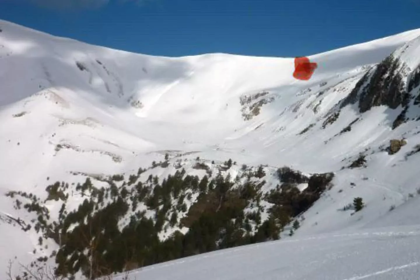 Zona del collado de Foratón donde se produjo el alud. Foto: Oficina de Información de la Montaña de Jaca.