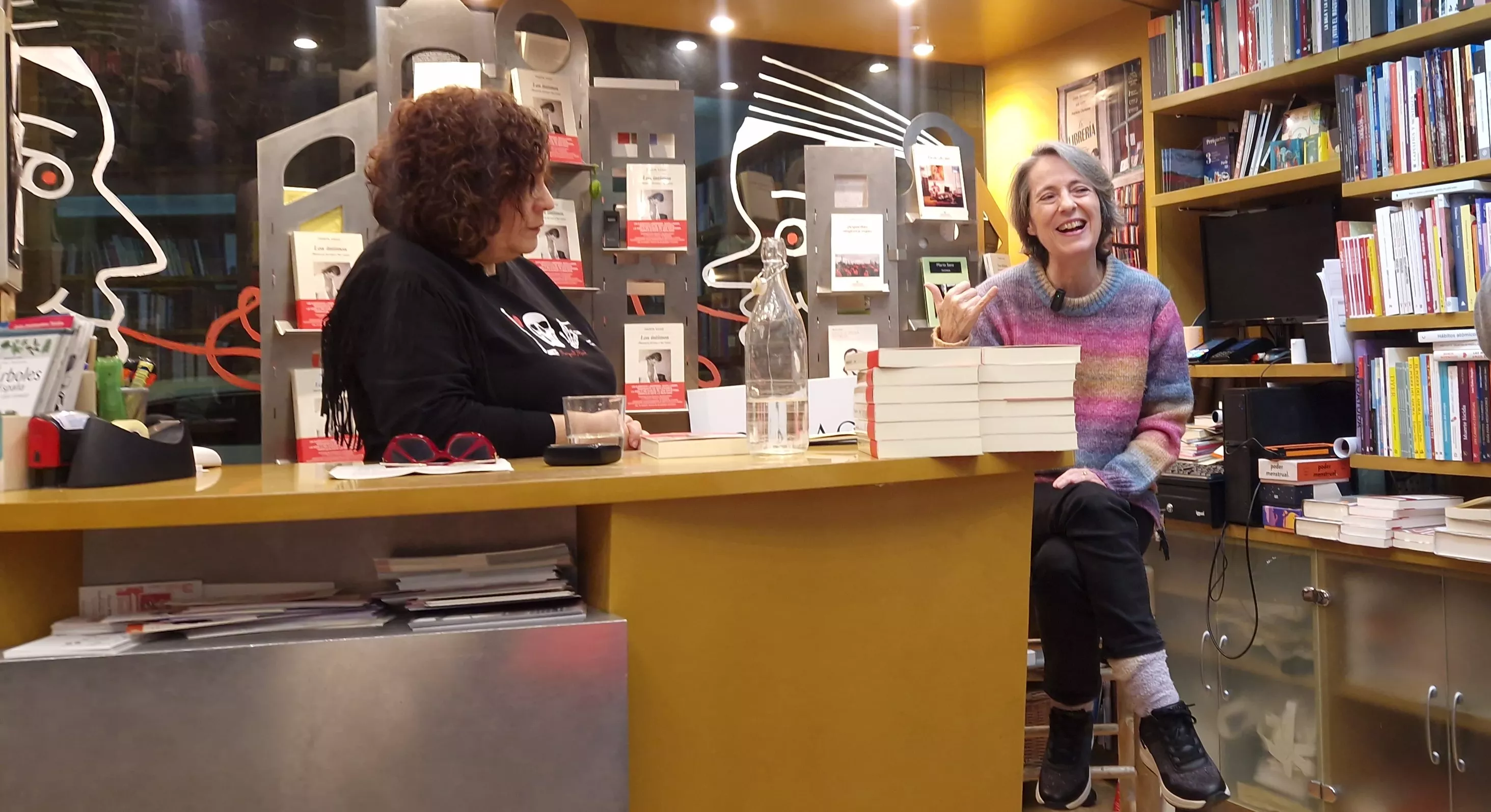 Chon Allué, Marta Sanz y Chema Aniés, en la presentación de Los íntimos. Foto Myriam Martínez