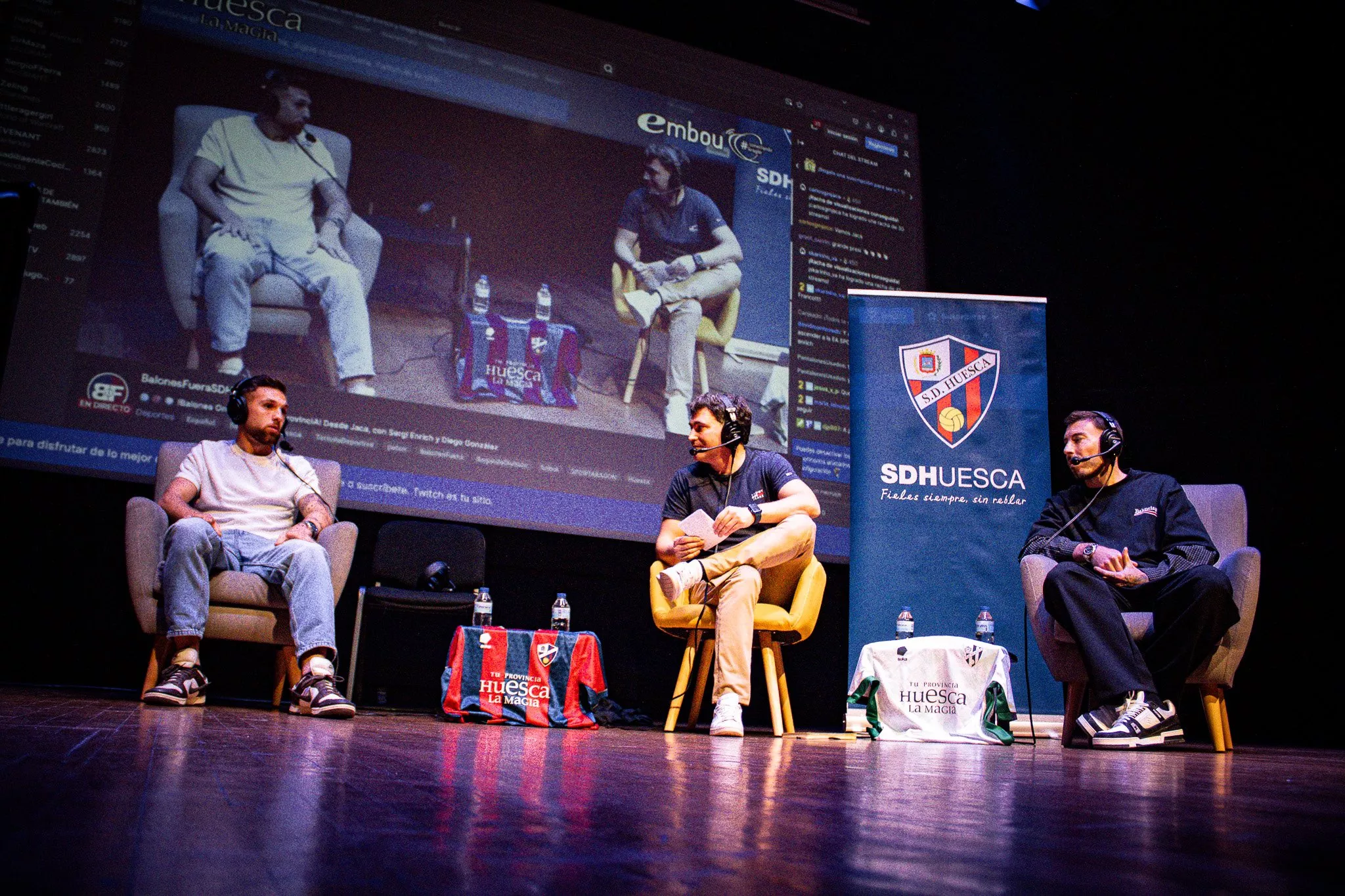 Diego González, Pablo Barrantes y Sergi Enrich, en Somos Provincia en Jaca.