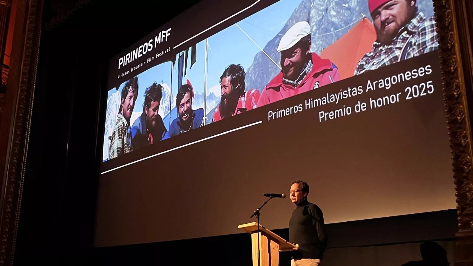 Premio de honor 2025 del Pirineos Mountain Festival a los primeros himalayistas aragoneses. Foto Mercedes Manterola