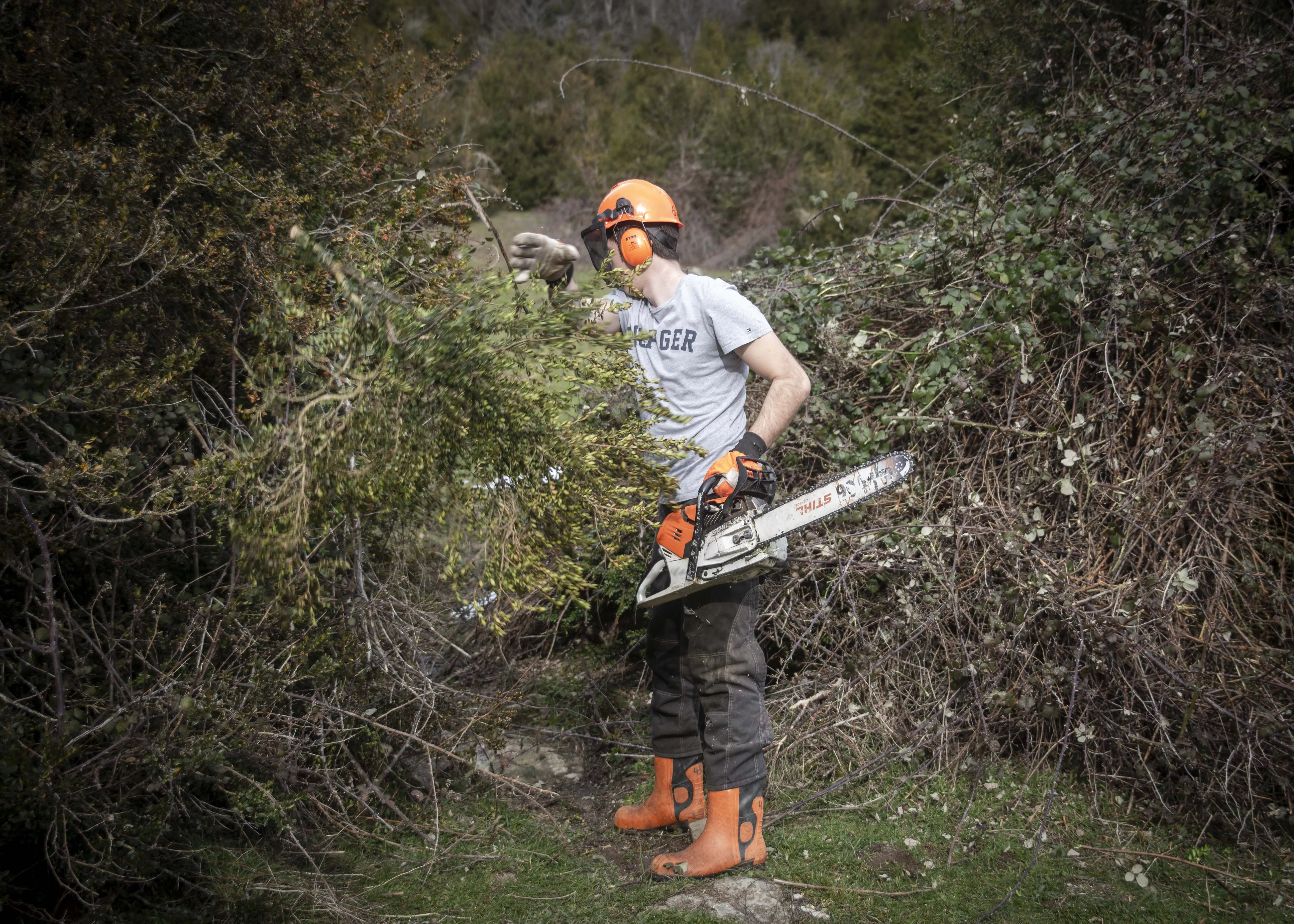 Alumnos del CPIPF Montearagón aplican la gestión forestal sostenible en el Parque de los Valles Occidentales.