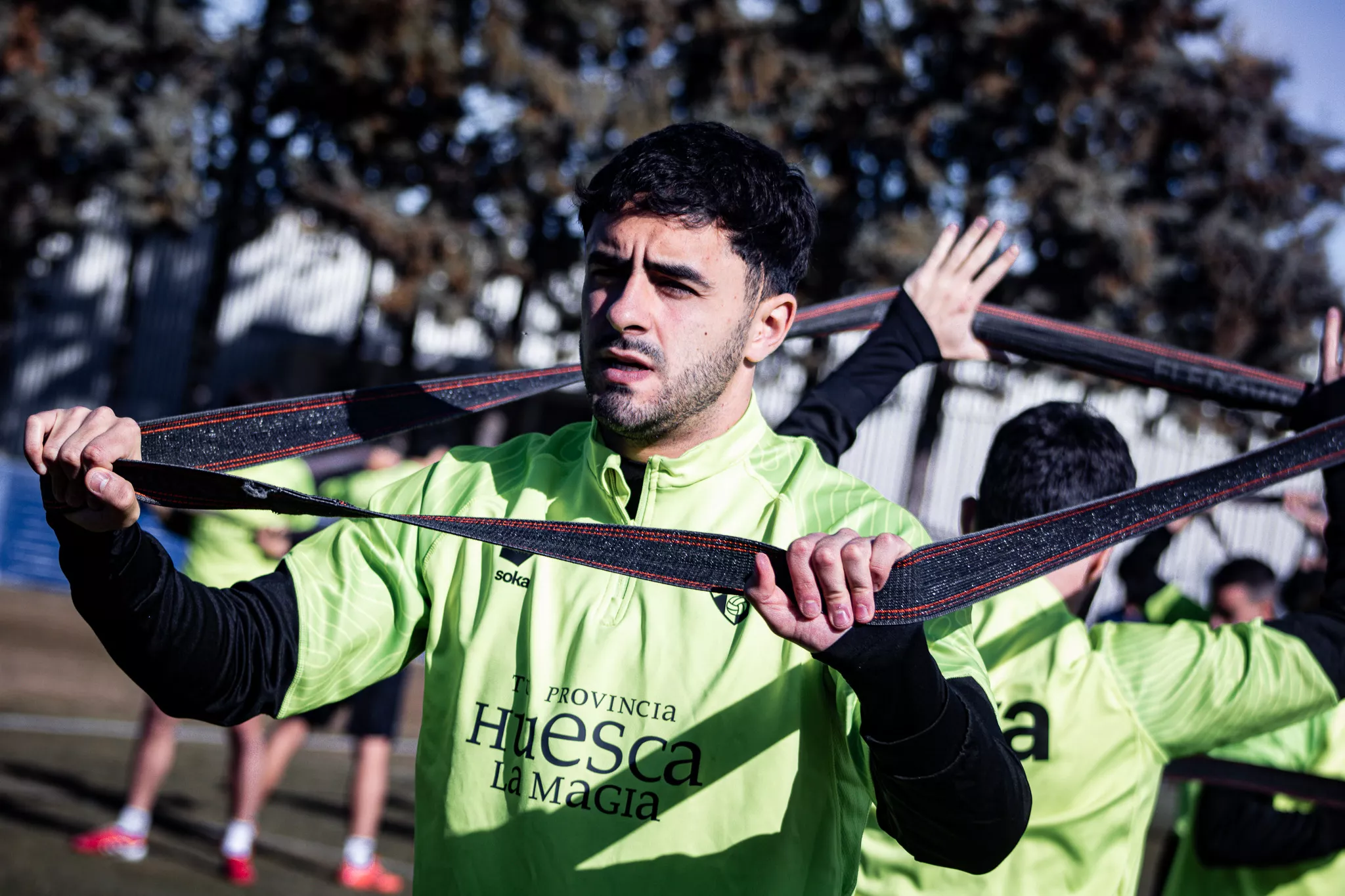 Rubén Pulido en un entrenamiento del Huesca. Foto: SDH