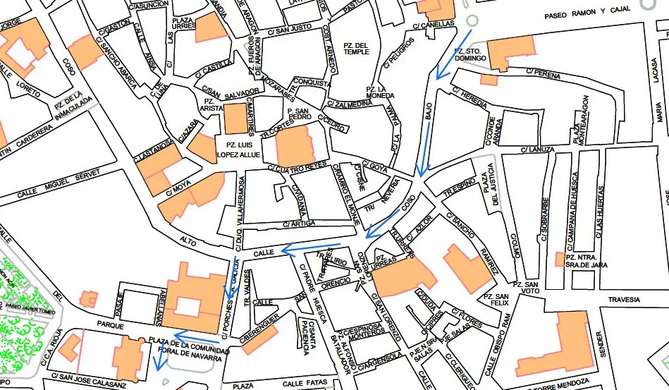 Plano con el recorrido de la cabalgata de Carnaval.