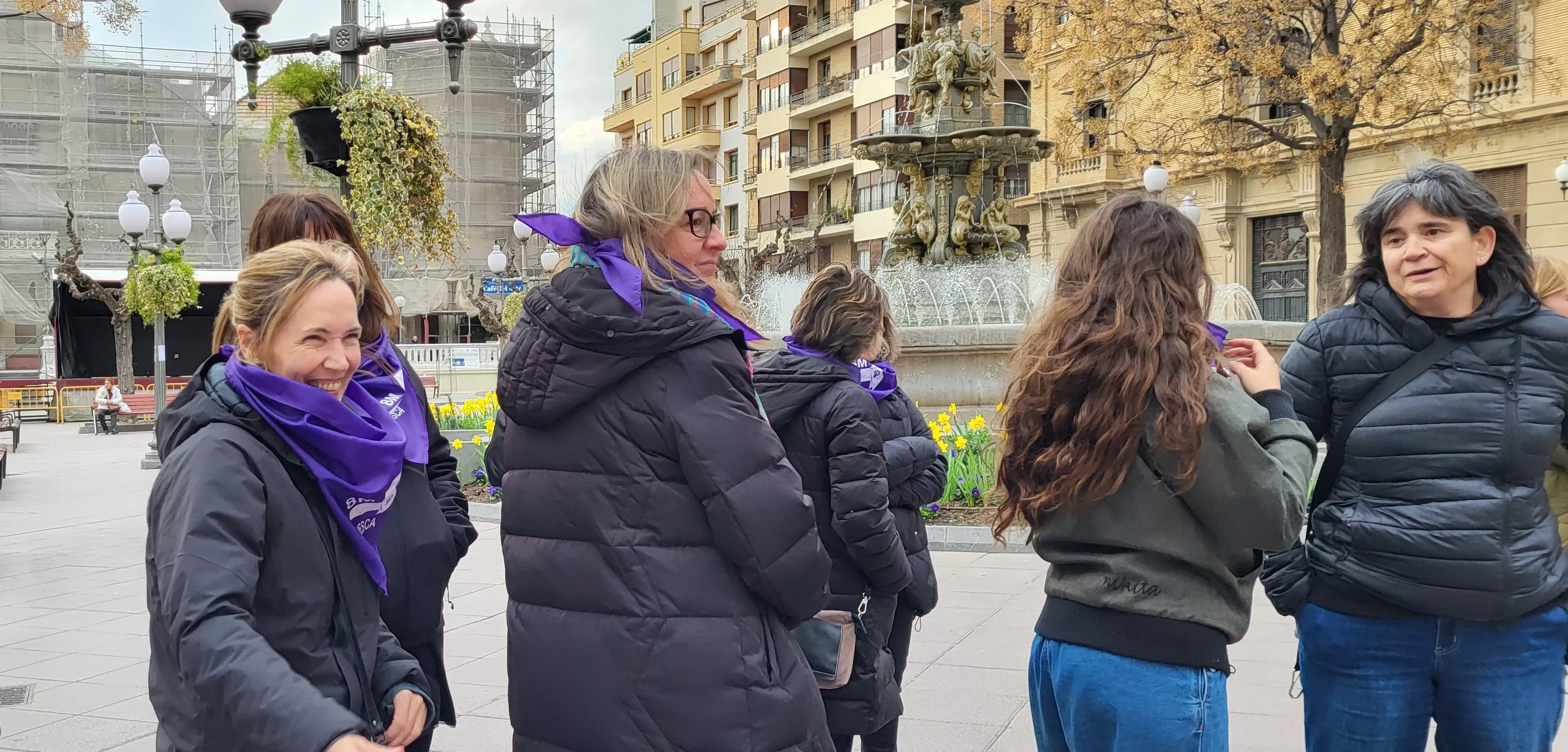 Haka feminista colectiva en Huesca dentro de los actos del 8M. Foto Mercedes Manterola