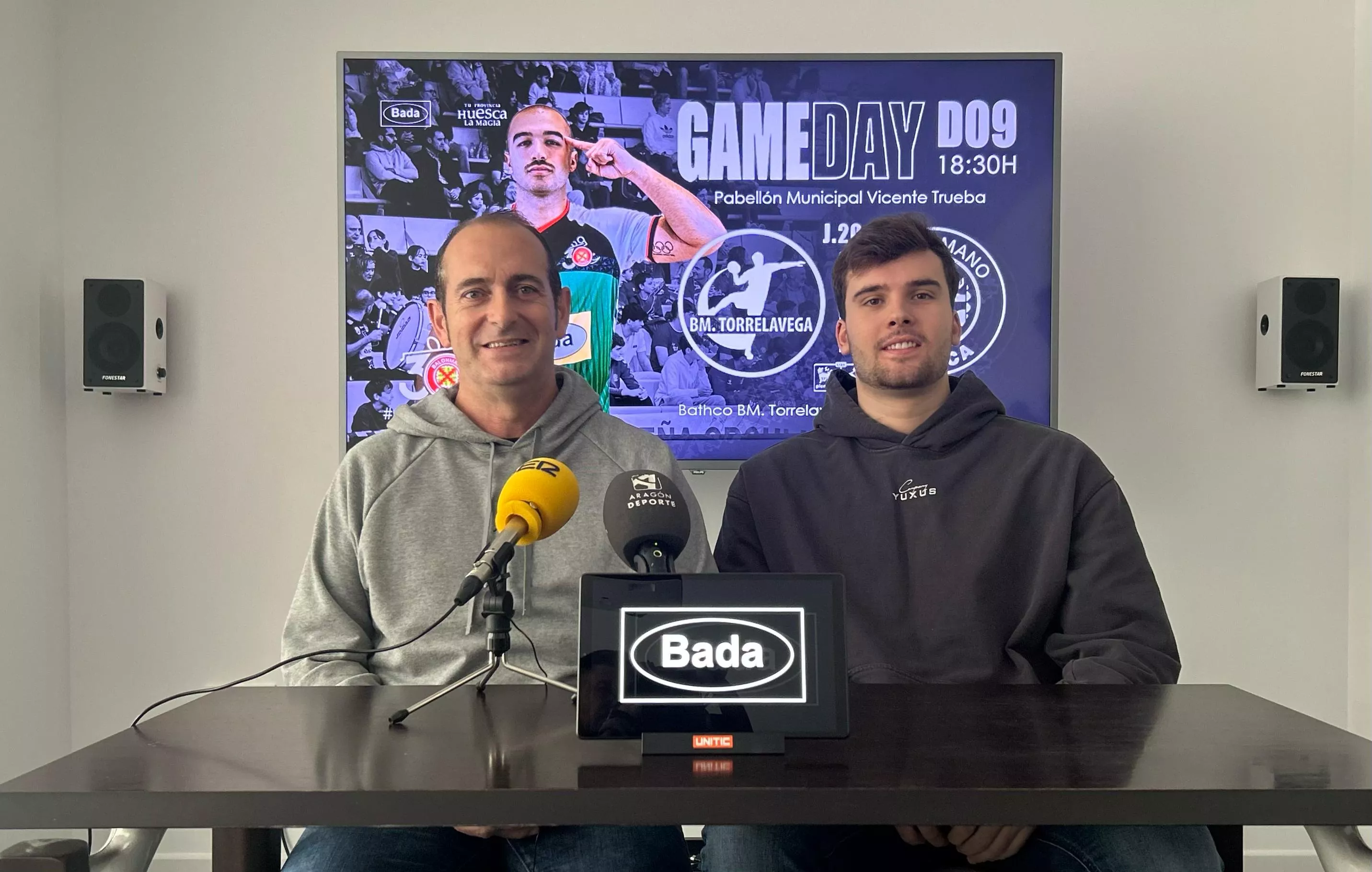 José F. Nolasco y Artur Parera en la previa del partido contra Torrelavega