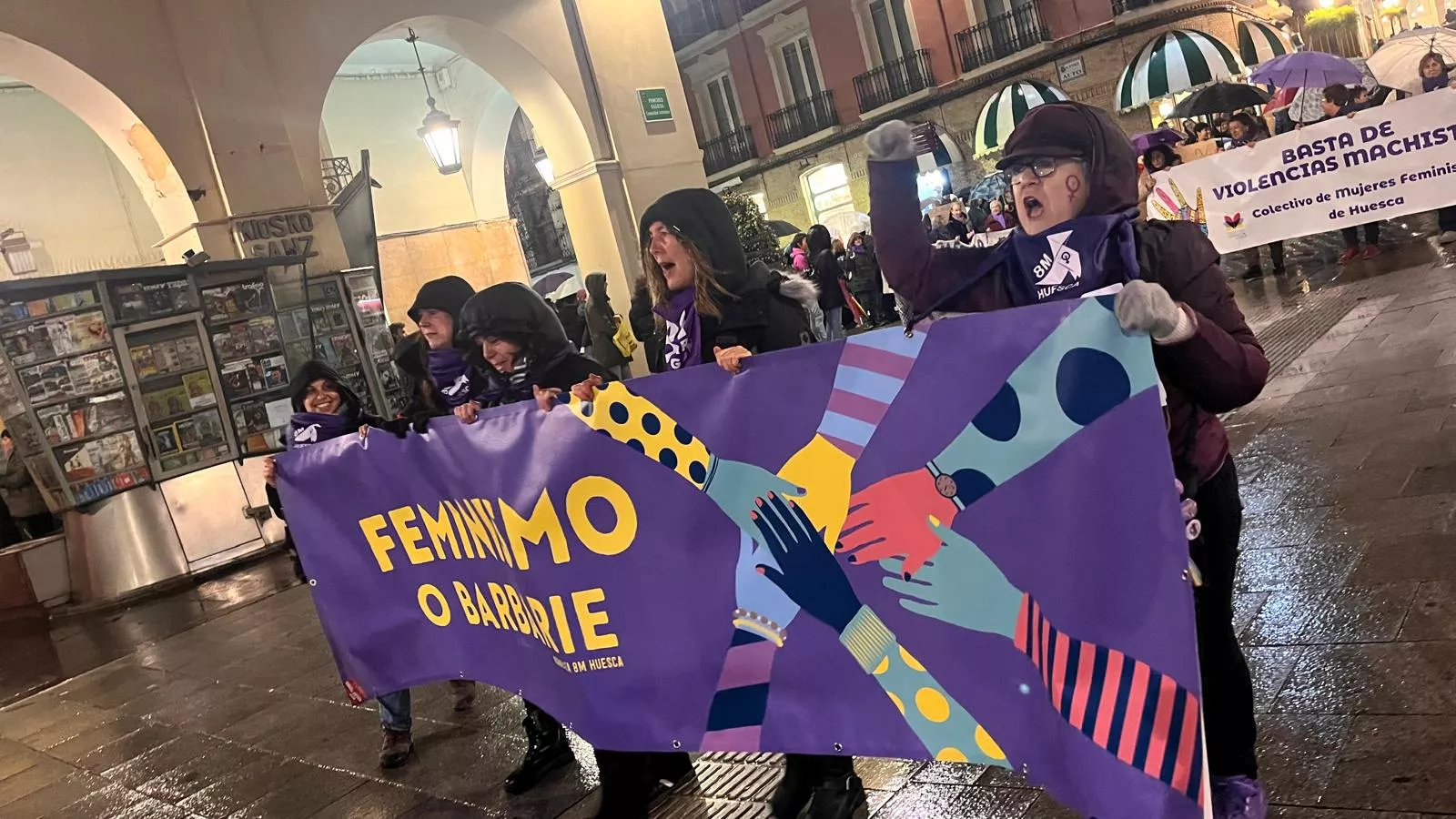 Manifestación que ha recorrido las calles de Huesca en el 8M. Foto Mercedes Manterola