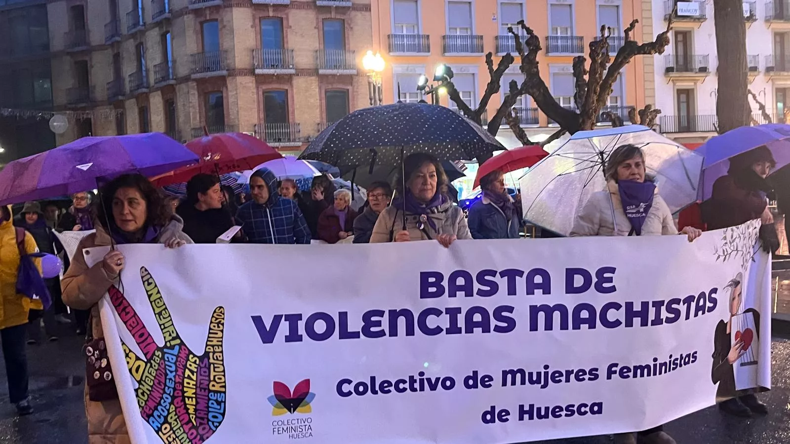Manifestación que ha recorrido las calles de Huesca en el 8M. Foto Mercedes Manterola