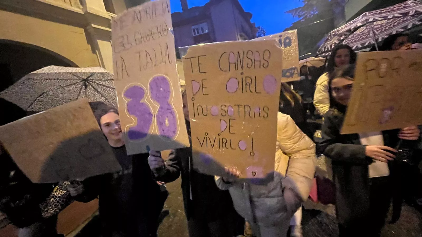 Manifestación que ha recorrido las calles de Huesca en el 8M. Foto Mercedes Manterola