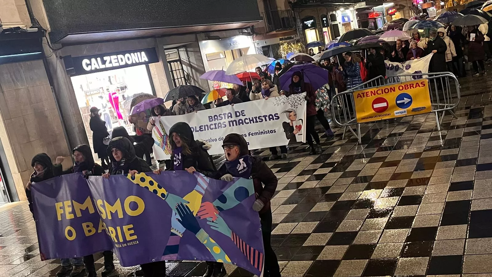 Manifestación que ha recorrido las calles de Huesca en el 8M. Foto Mercedes Manterola
