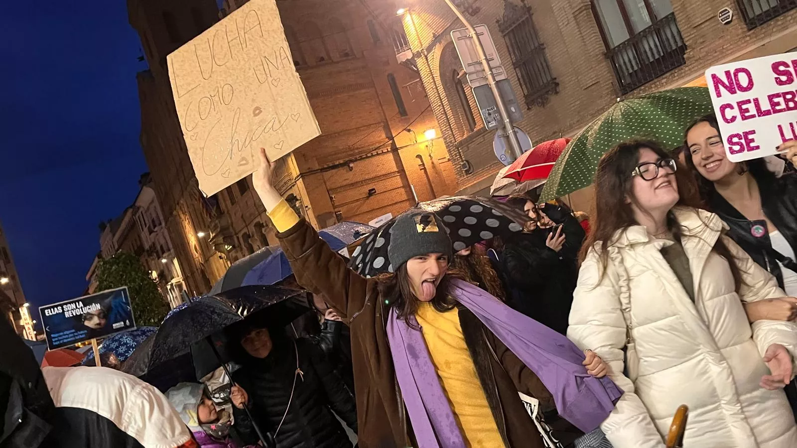Manifestación que ha recorrido las calles de Huesca en el 8M. Foto Mercedes Manterola