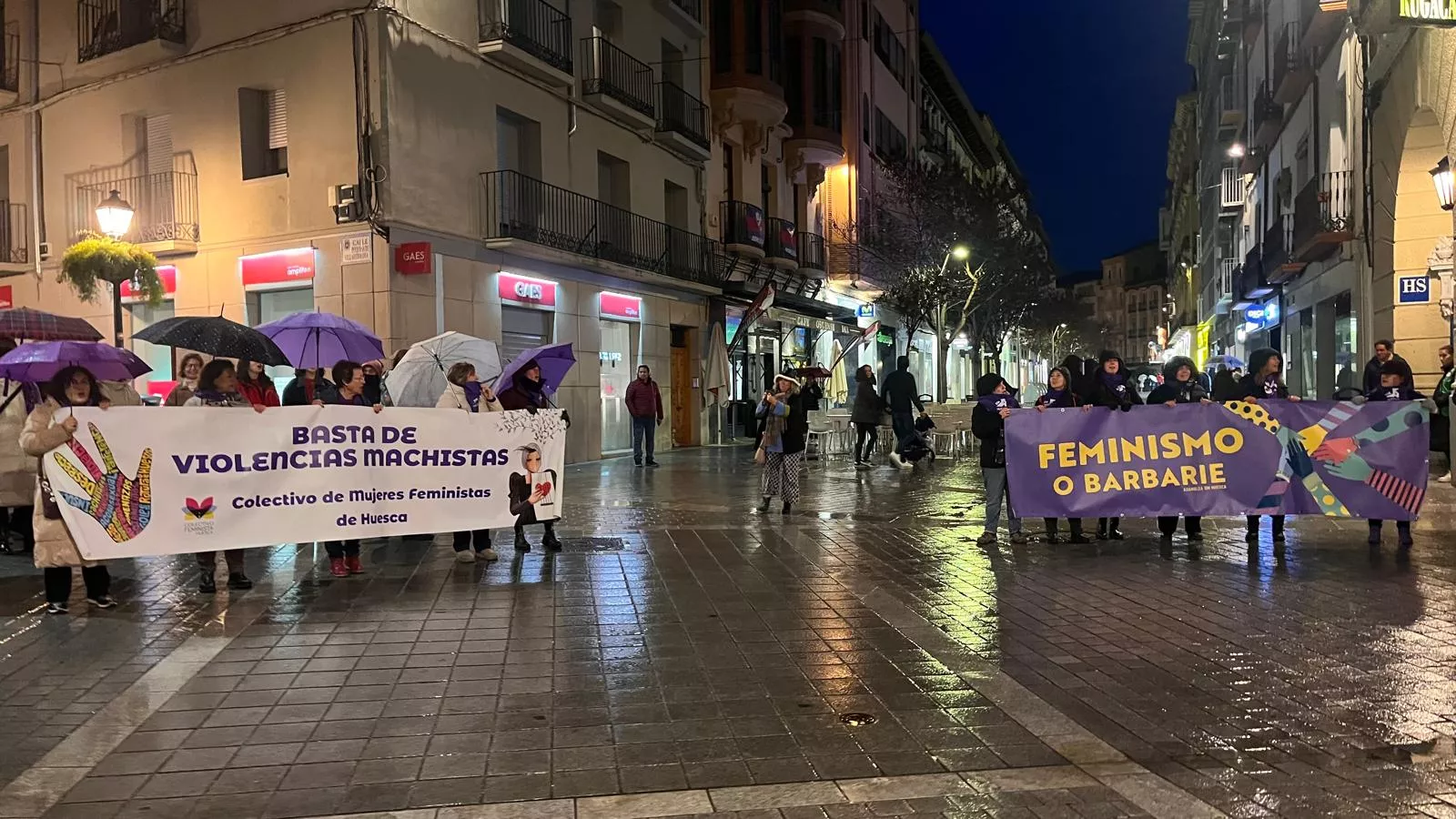 Manifestación que ha recorrido las calles de Huesca en el 8M. Foto Mercedes Manterola