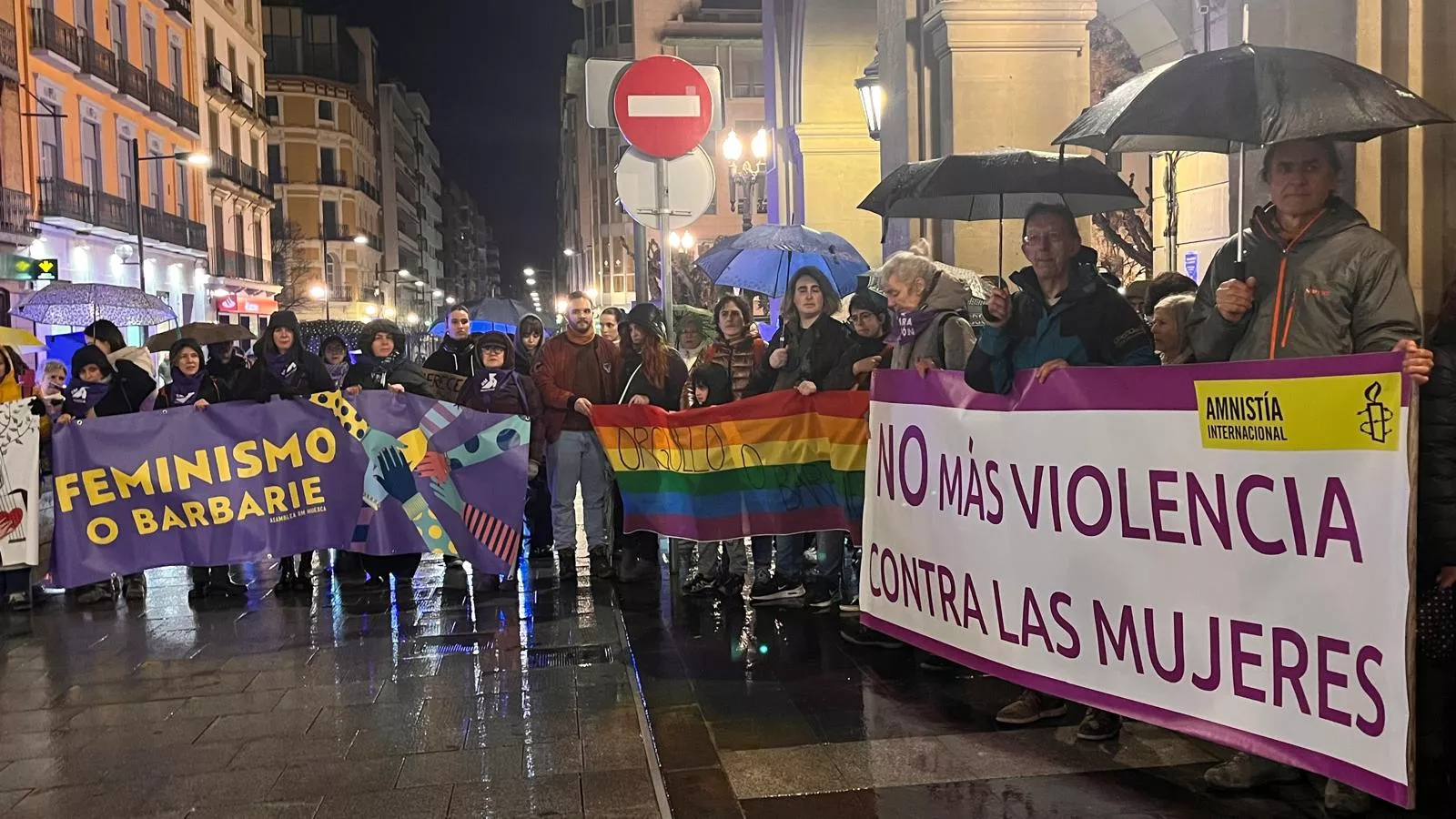 Manifestación que ha recorrido las calles de Huesca en el 8M. Foto Mercedes Manterola