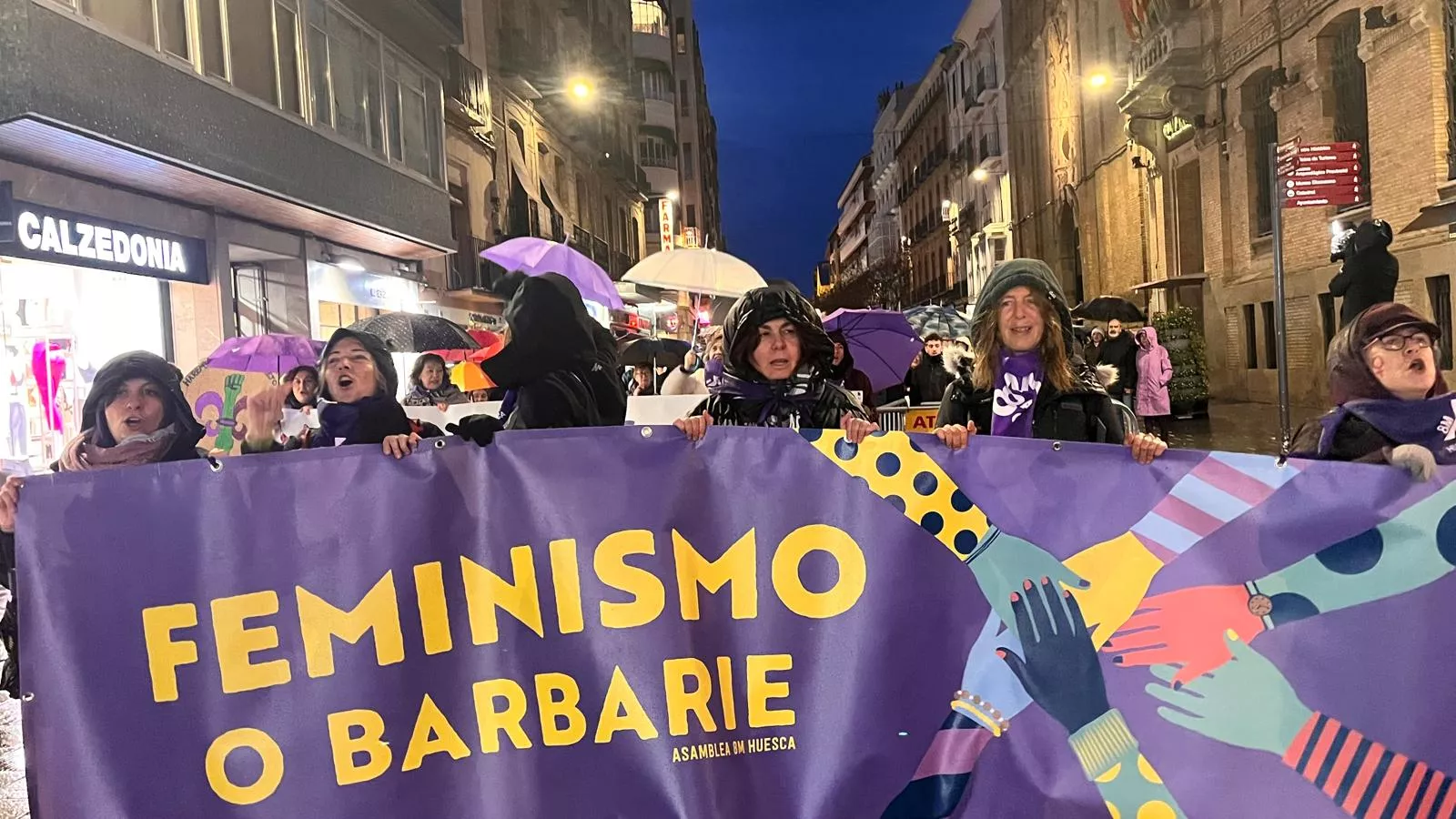 Manifestación que ha recorrido las calles de Huesca en el 8M. Foto Mercedes Manterola