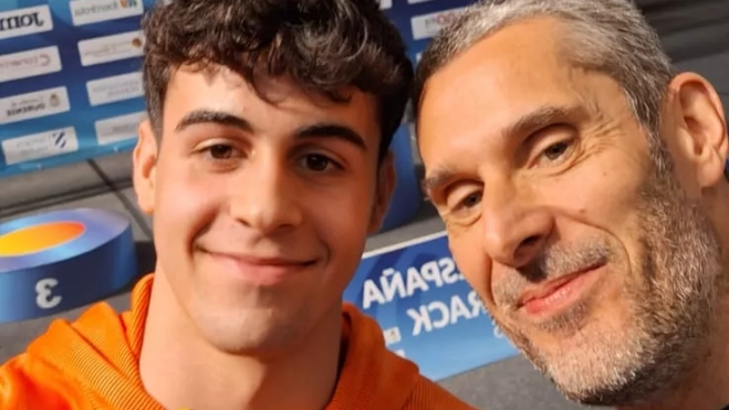 Rubén con su entrenador, David Ruibio. Rubén con su entrenador, David Ruibio.