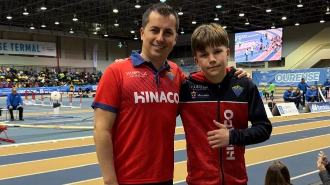Miguel Martín con su entrenador Richy Verdugo (Hinaco Monzón) Miguel Martín con su entrenador Richy Verdugo (Hinaco Monzón)
