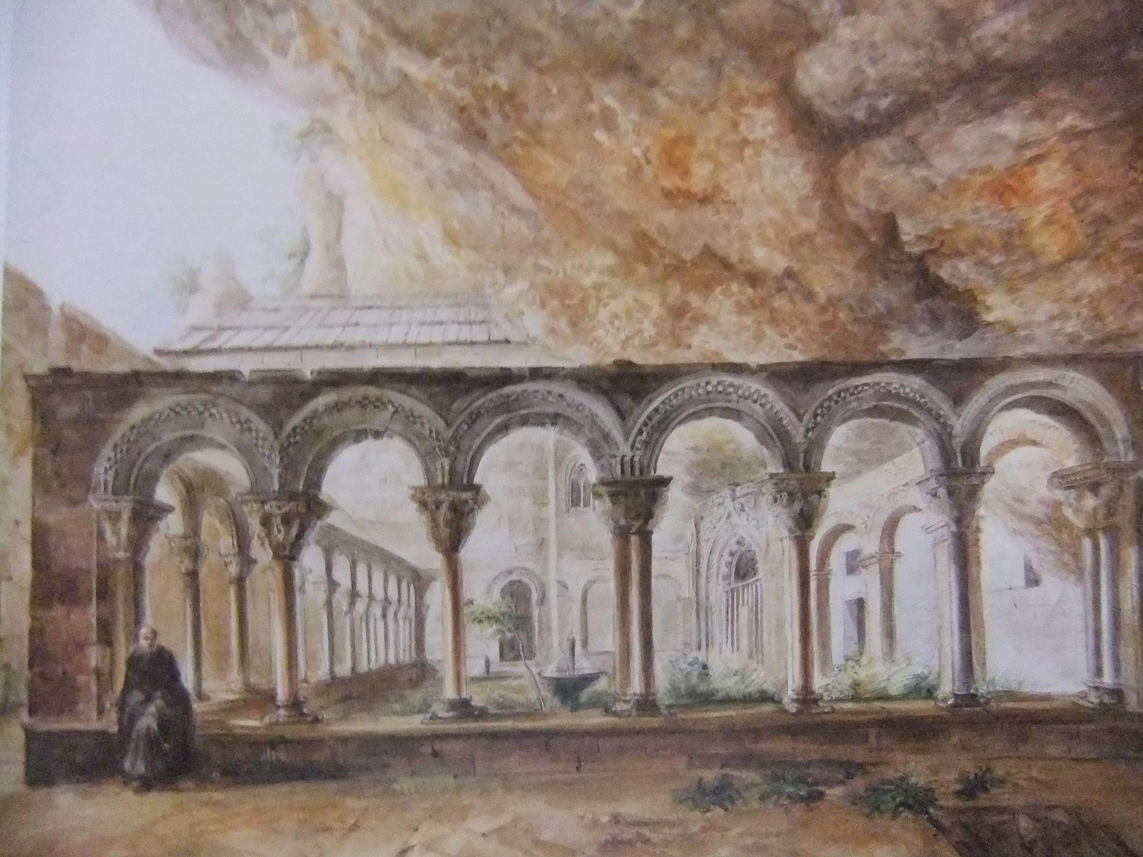 Dibujo claustro San Juan de la Peña, Valentín Carderera. 1840 Museo Lázaro Galdiano