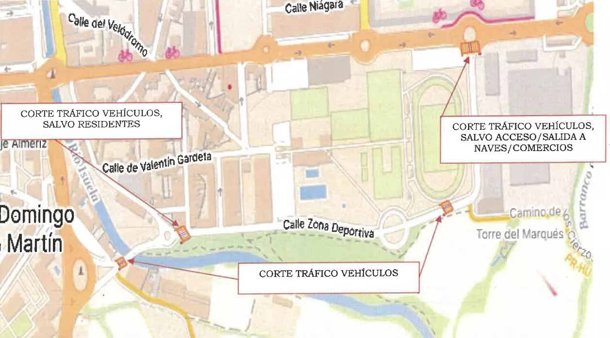 Desvíos en el tráfico en la zona deportiva.